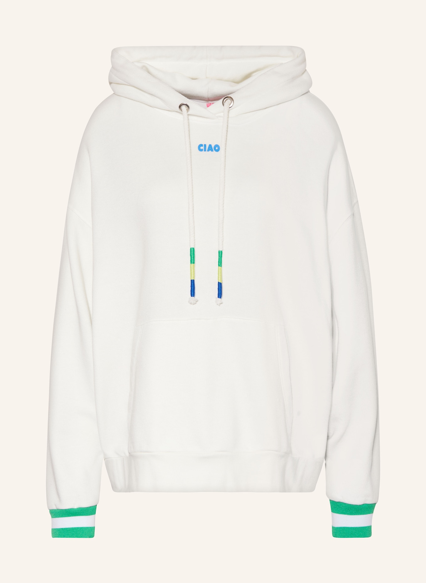 yippie hippie Oversized hoodie, Color: WHITE/ BLUE (Image 1)