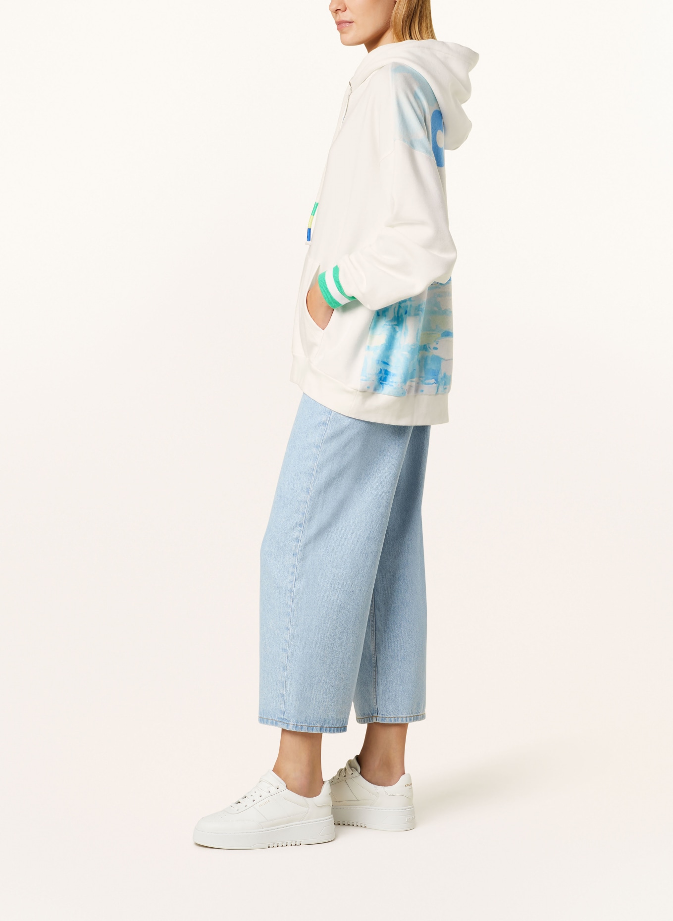 yippie hippie Oversized hoodie, Color: WHITE/ BLUE (Image 4)