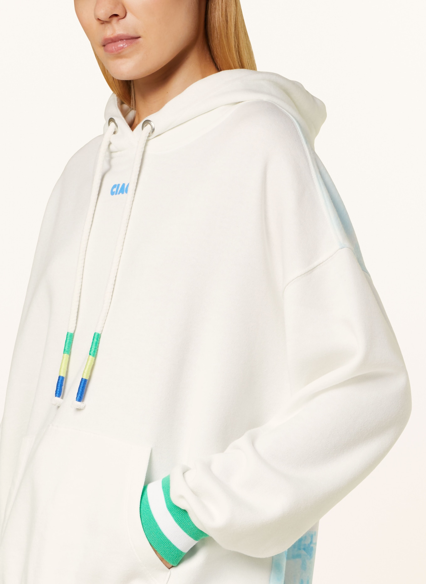 yippie hippie Oversized hoodie, Color: WHITE/ BLUE (Image 5)