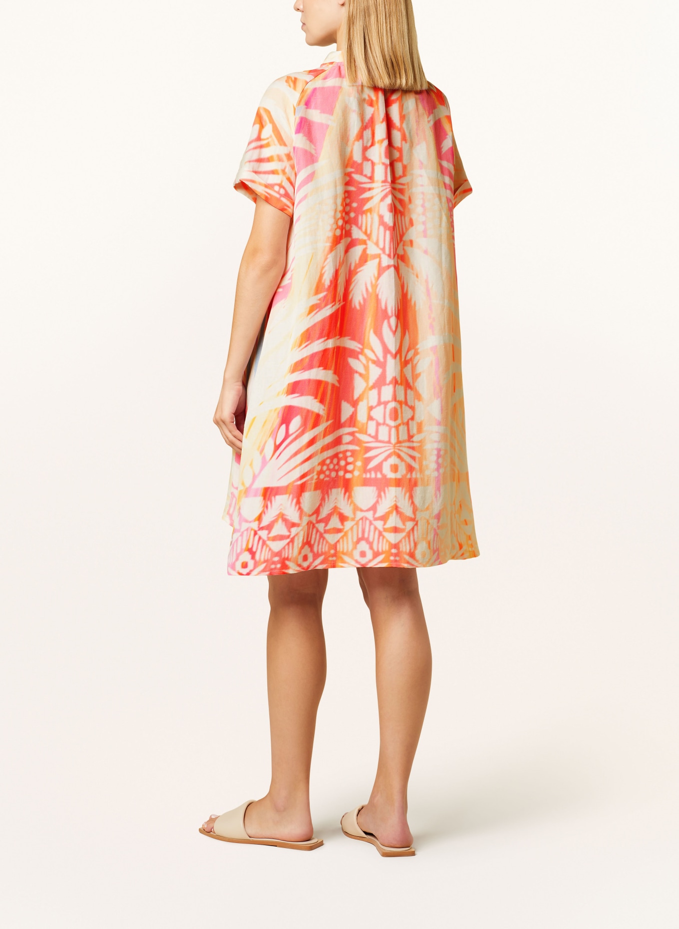 yippie hippie Kleid mit Leinen, Farbe: WEISS/ ORANGE/ ROSA (Bild 3)