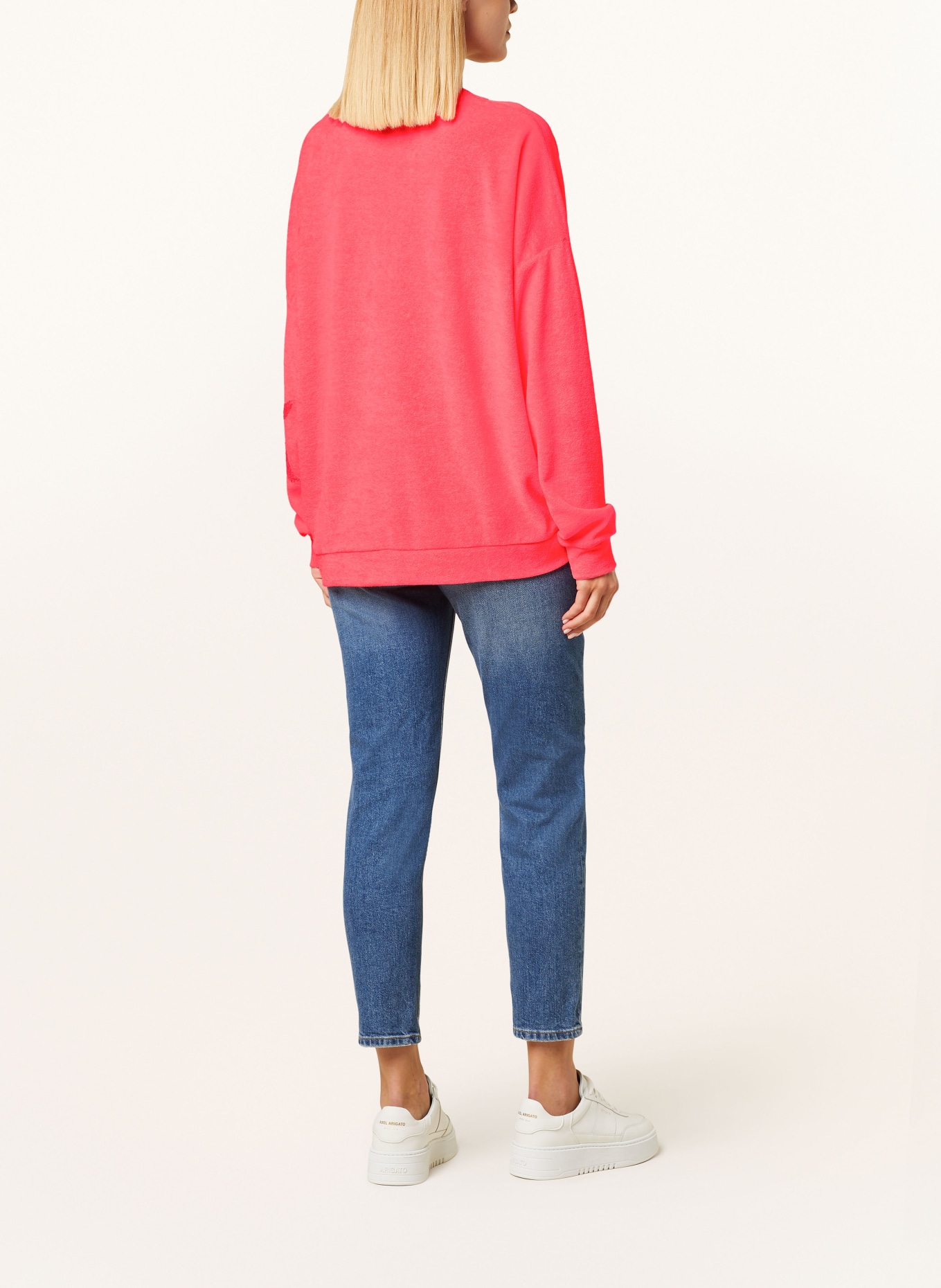 yippie hippie Long sleeve shirt made of terry cloth with sequins, Color: NEON PINK (Image 3)