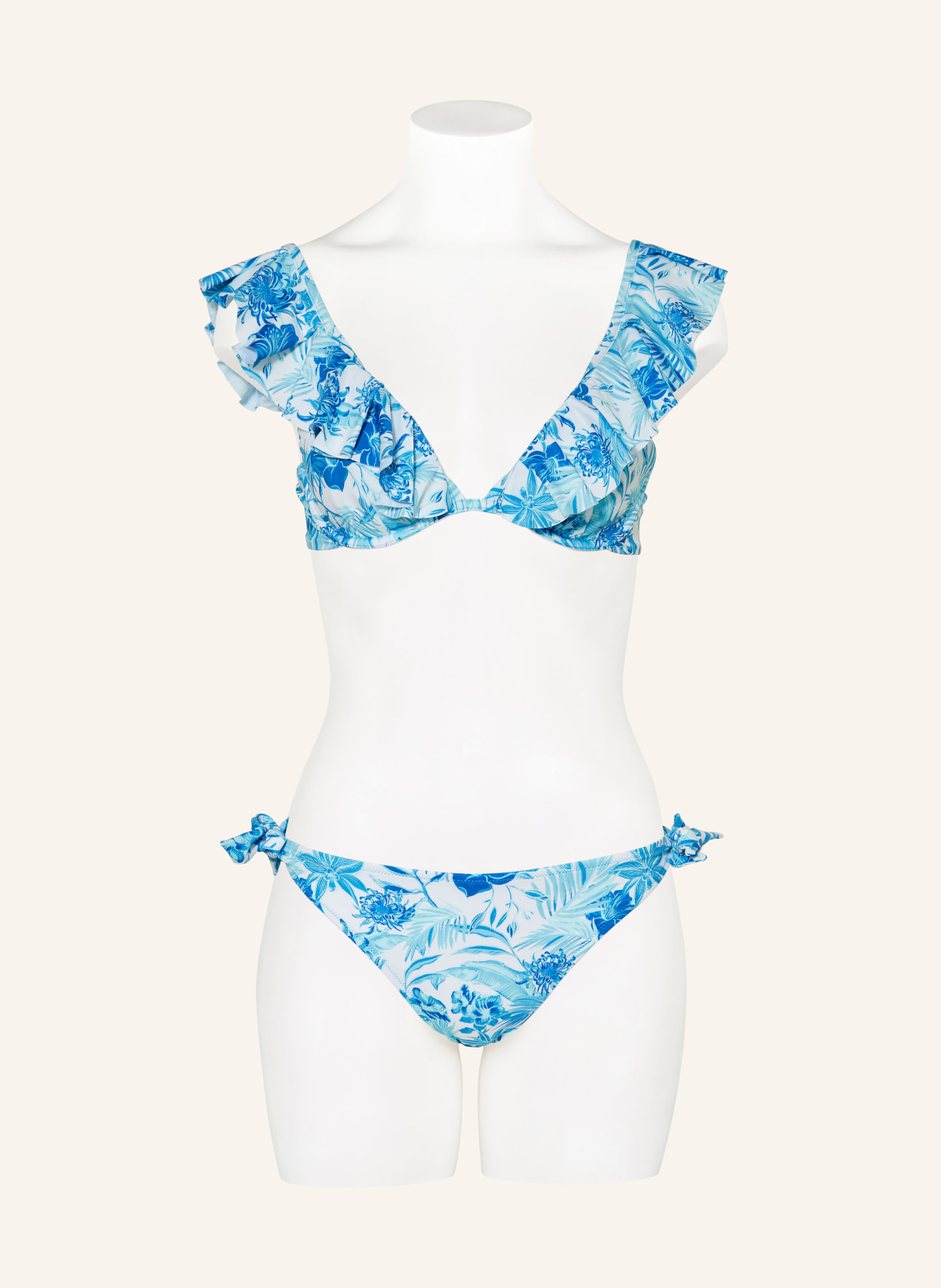 VILEBREQUIN Underwired bikini top TAHITI FLOWERS, Color: WHITE/ LIGHT BLUE/ TURQUOISE (Image 2)