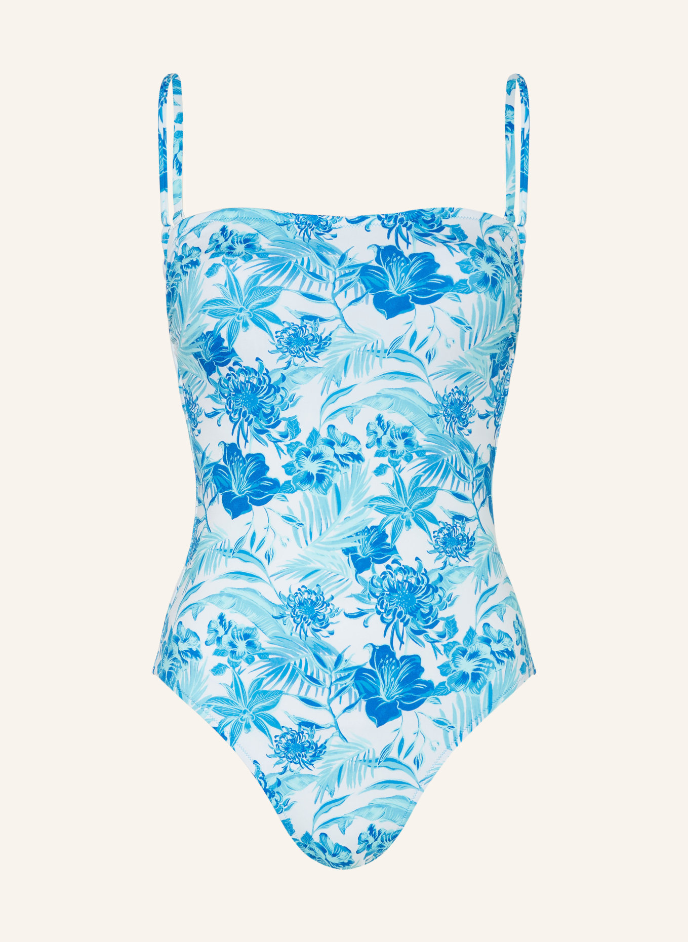 VILEBREQUIN Bandeau swimsuit TAHITI FLOWERS, Color: LIGHT BLUE/ BLUE/ TURQUOISE (Image 1)