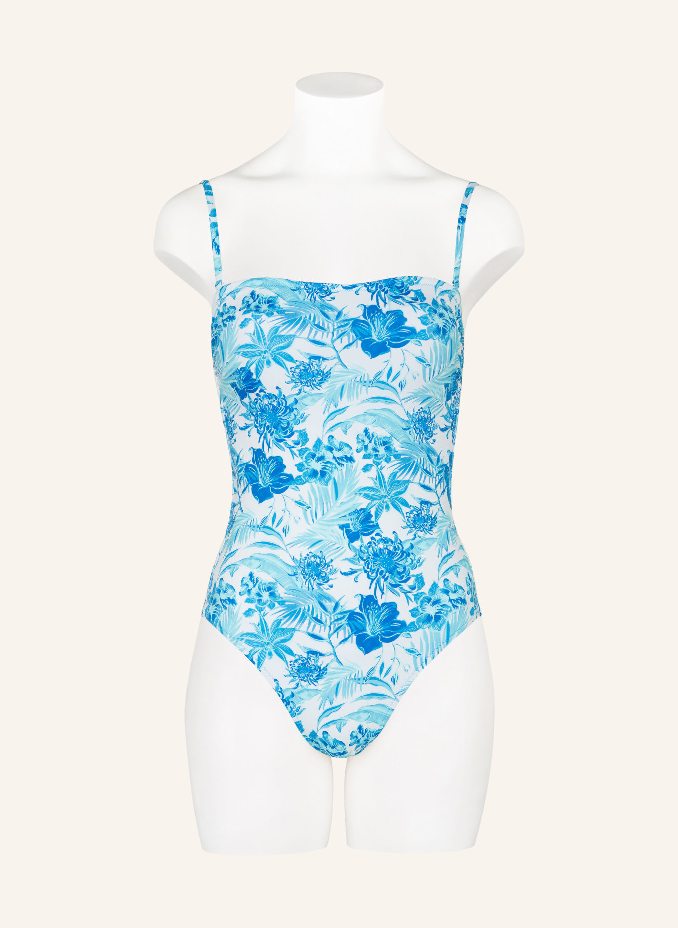 VILEBREQUIN Bandeau swimsuit TAHITI FLOWERS, Color: LIGHT BLUE/ BLUE/ TURQUOISE (Image 2)
