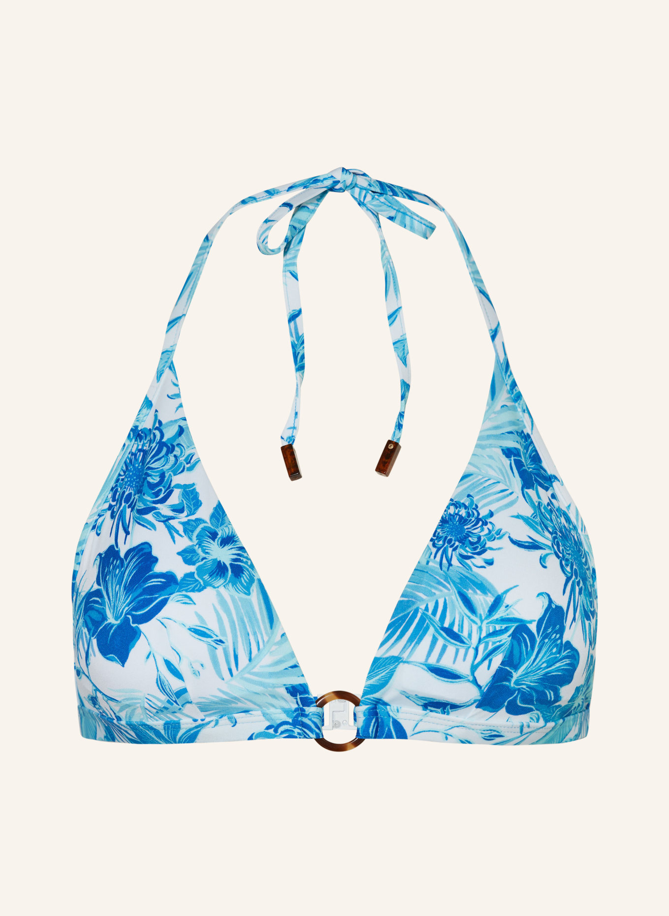VILEBREQUIN Halter neck bikini top TAHITI FLOWERS, Color: WHITE/ LIGHT BLUE/ TURQUOISE (Image 1)