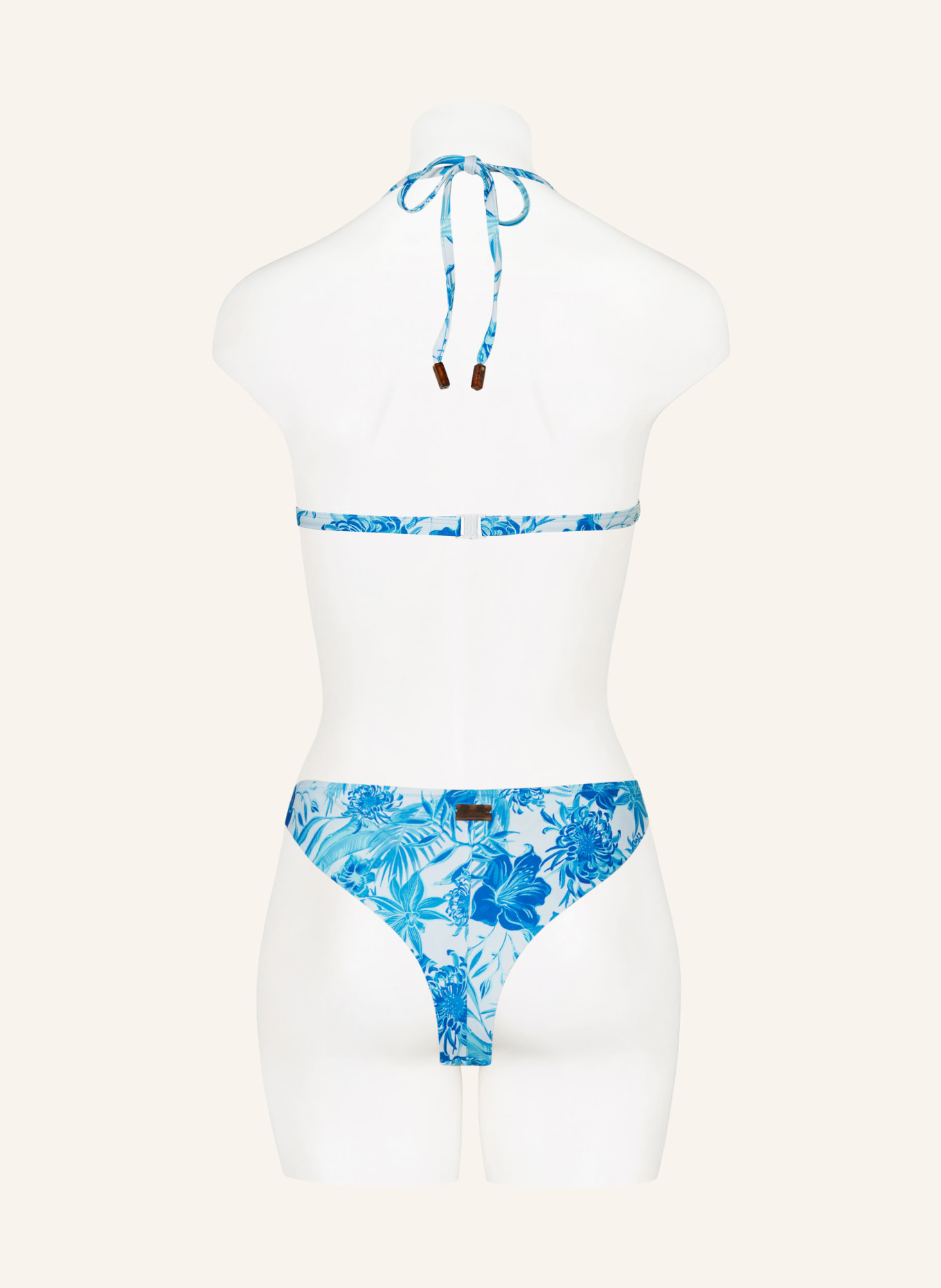 VILEBREQUIN Halter neck bikini top TAHITI FLOWERS, Color: WHITE/ LIGHT BLUE/ TURQUOISE (Image 3)