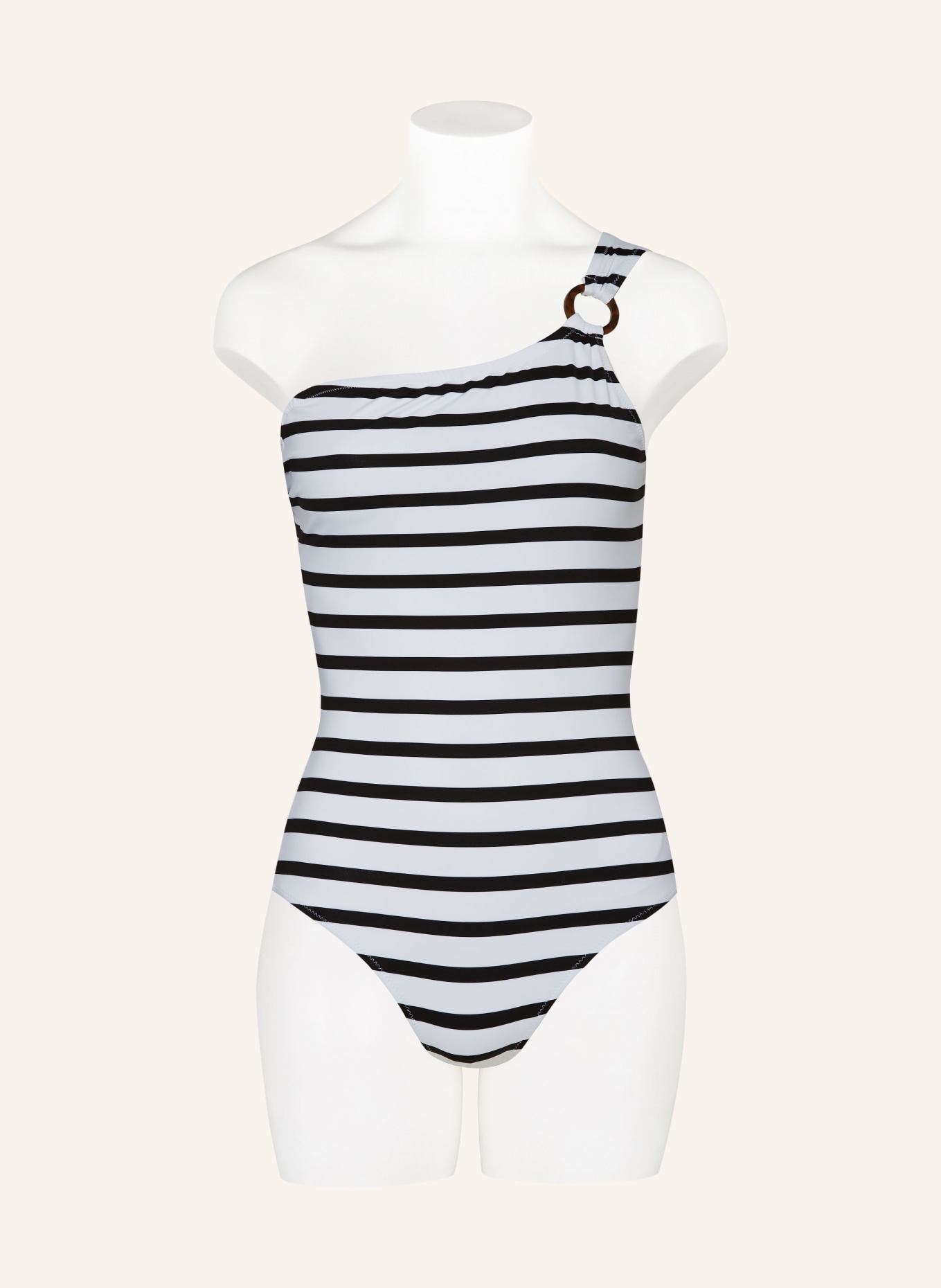 VILEBREQUIN One-shoulder swimsuit RAYURES, Color: BLACK/ WHITE (Image 2)