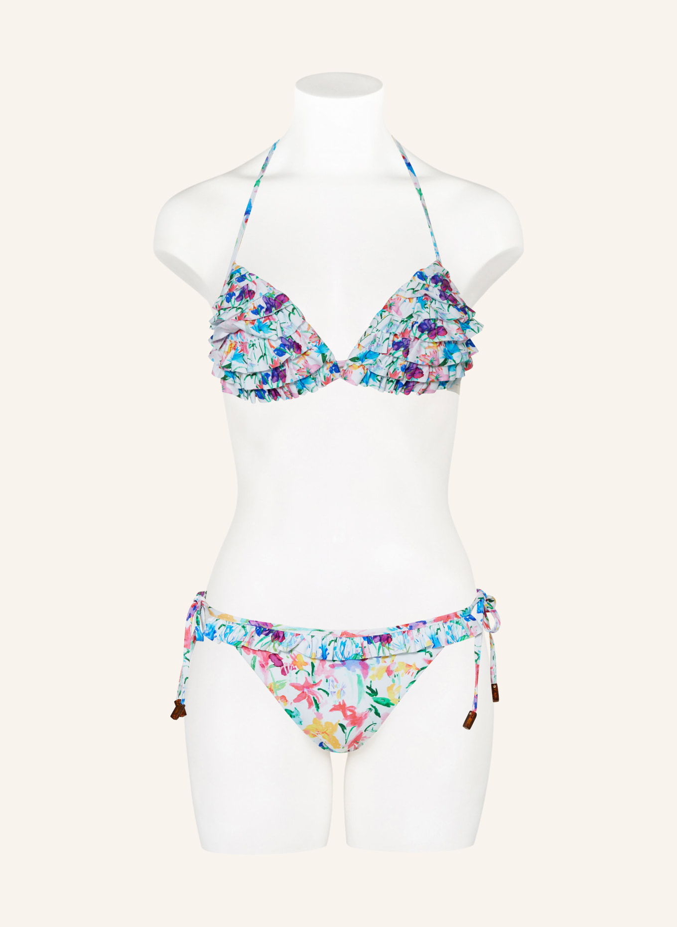 VILEBREQUIN Triangle bikini top HAPPY FLOWERS, Color: WHITE/ TURQUOISE/ PURPLE (Image 2)