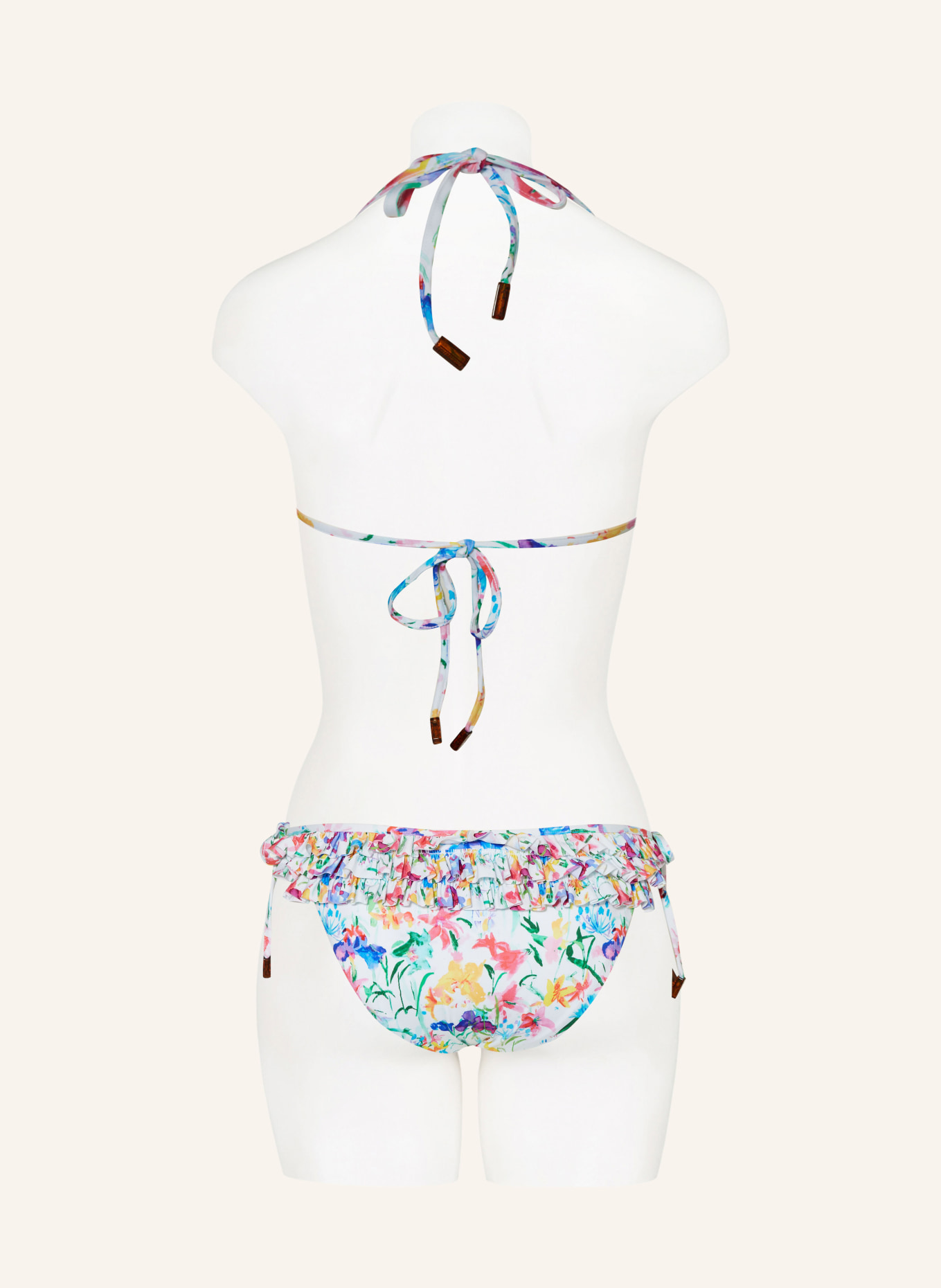 VILEBREQUIN Triangle bikini top HAPPY FLOWERS, Color: WHITE/ TURQUOISE/ PURPLE (Image 3)