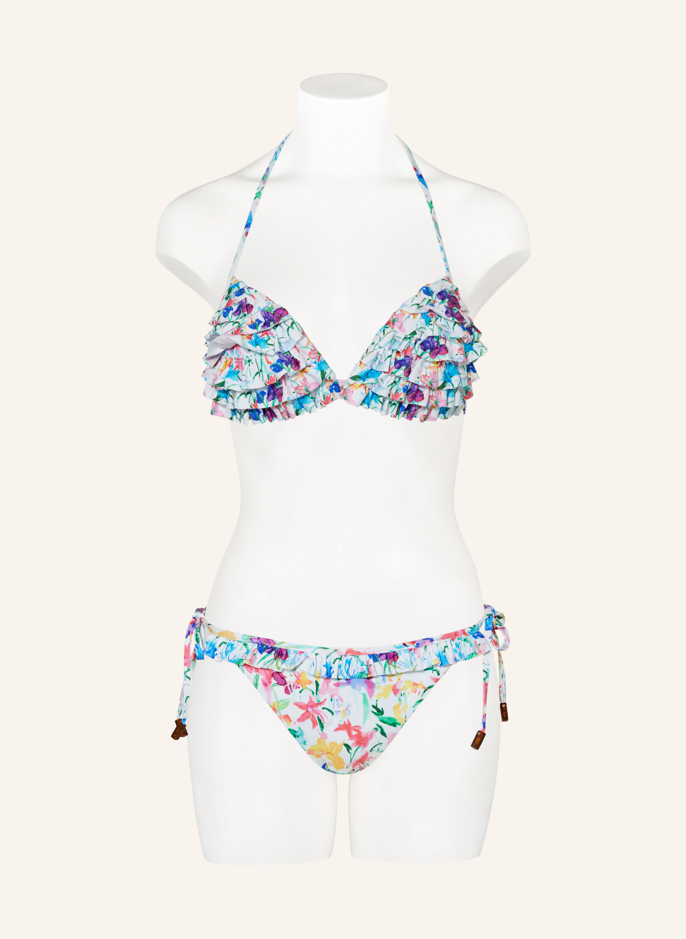 VILEBREQUIN Triangle bikini bottoms HAPPY FLOWERS, Color: WHITE/ PINK/ TURQUOISE (Image 2)