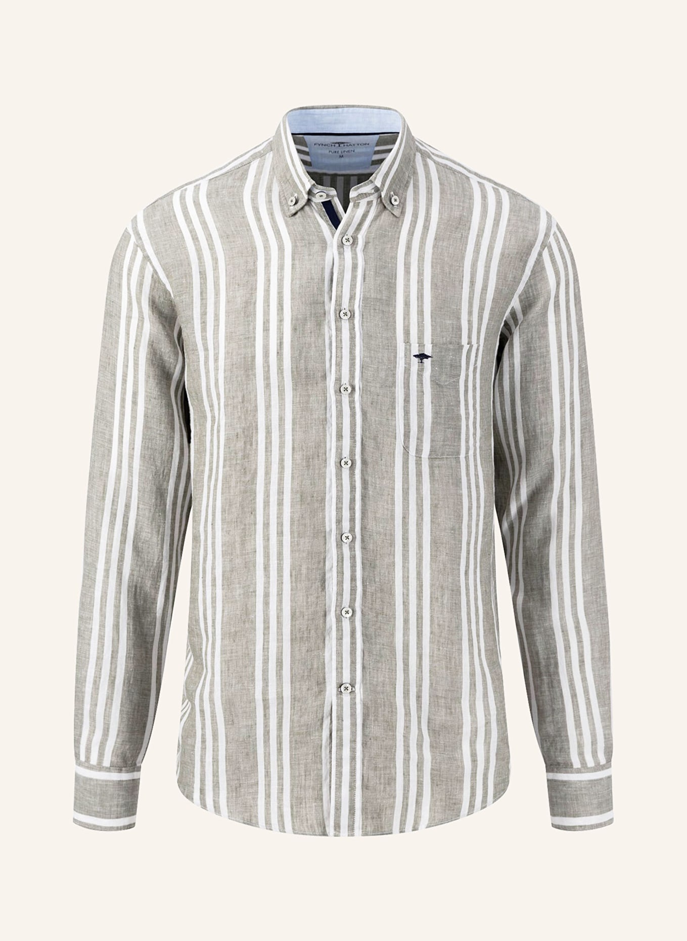 FYNCH-HATTON Linen shirt comfort fit, Color: WHITE/ GREEN (Image 1)