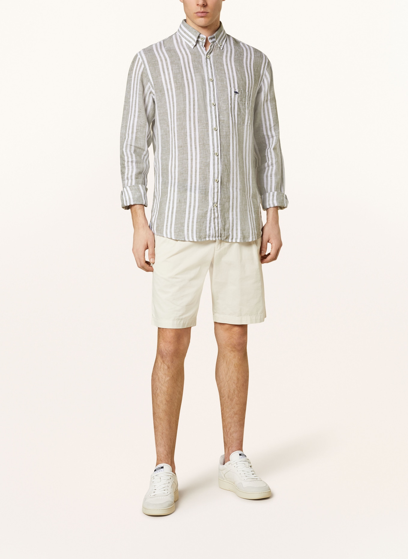 FYNCH-HATTON Linen shirt comfort fit, Color: WHITE/ GREEN (Image 2)