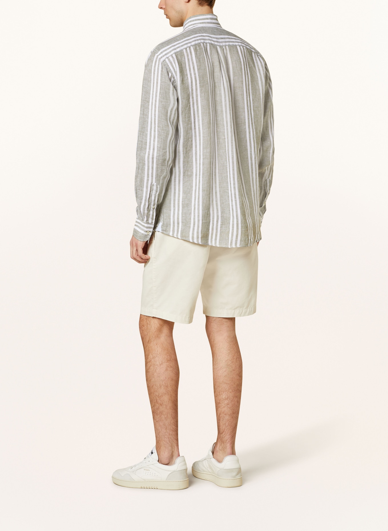 FYNCH-HATTON Linen shirt comfort fit, Color: WHITE/ GREEN (Image 3)