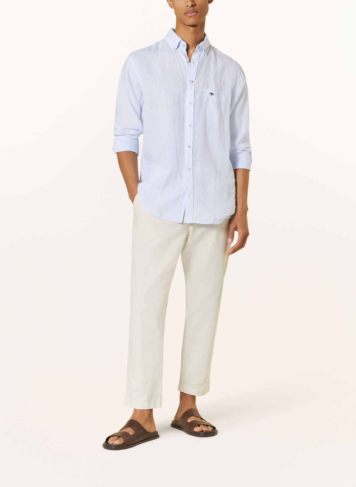 FYNCH-HATTON Linen shirt regular fit, Color: LIGHT BLUE (Image 2)