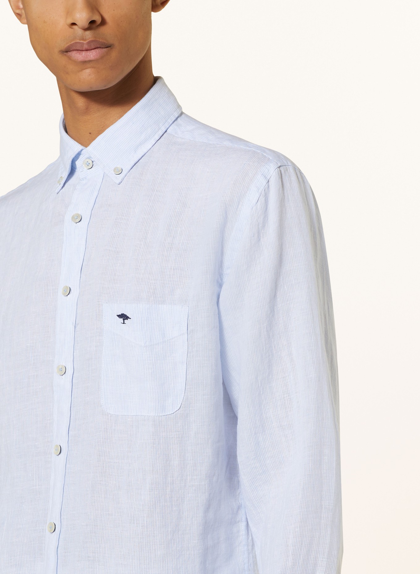 FYNCH-HATTON Linen shirt regular fit, Color: LIGHT BLUE (Image 4)