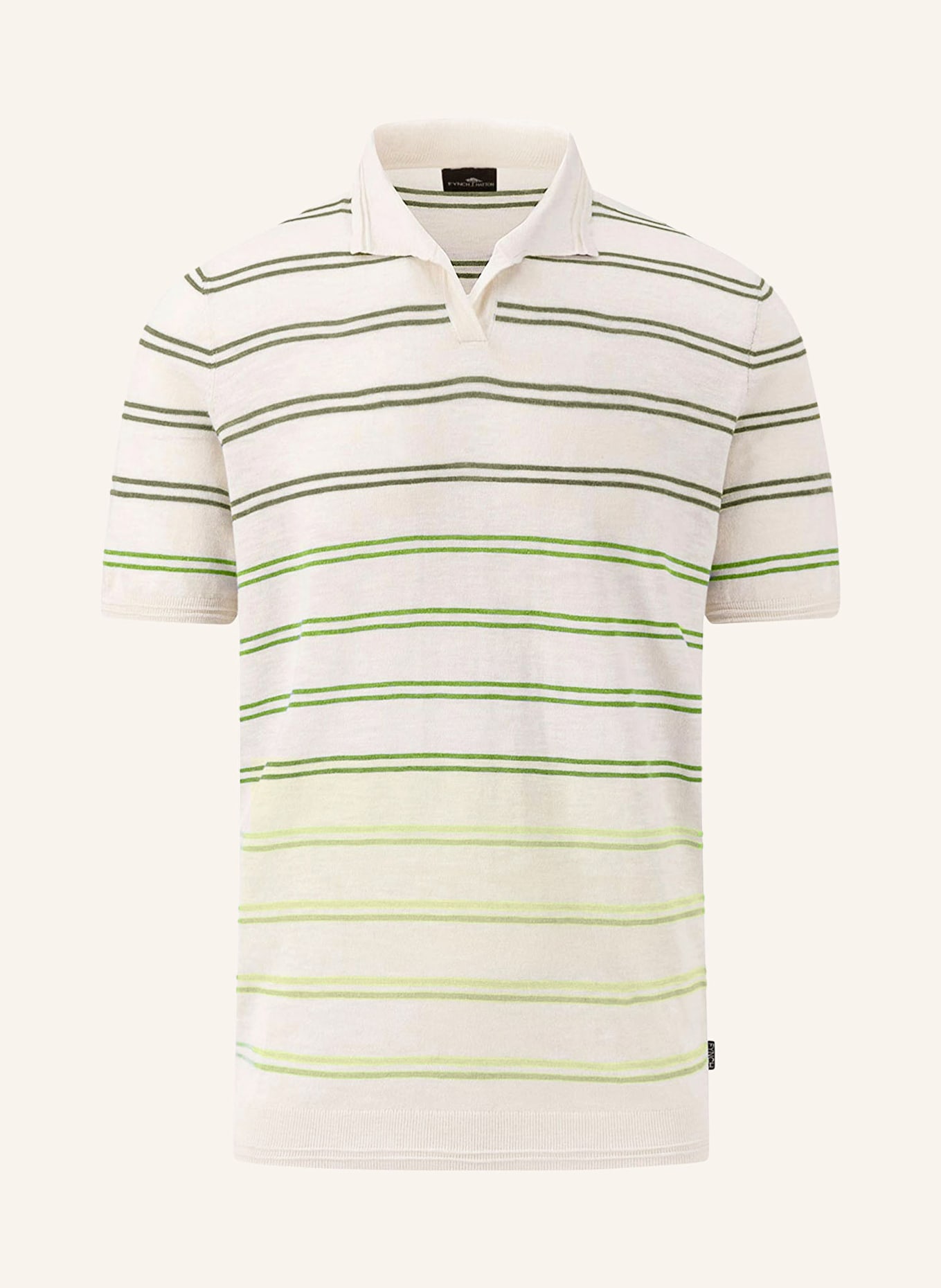 FYNCH-HATTON Strick-Poloshirt, Farbe: WEISS/ GRAU/ GRÜN (Bild 1)
