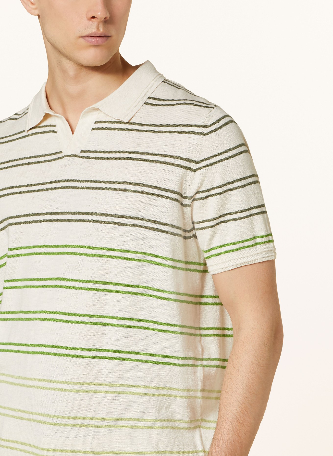 FYNCH-HATTON Knitted polo shirt, Color: WHITE/ GRAY/ GREEN (Image 4)