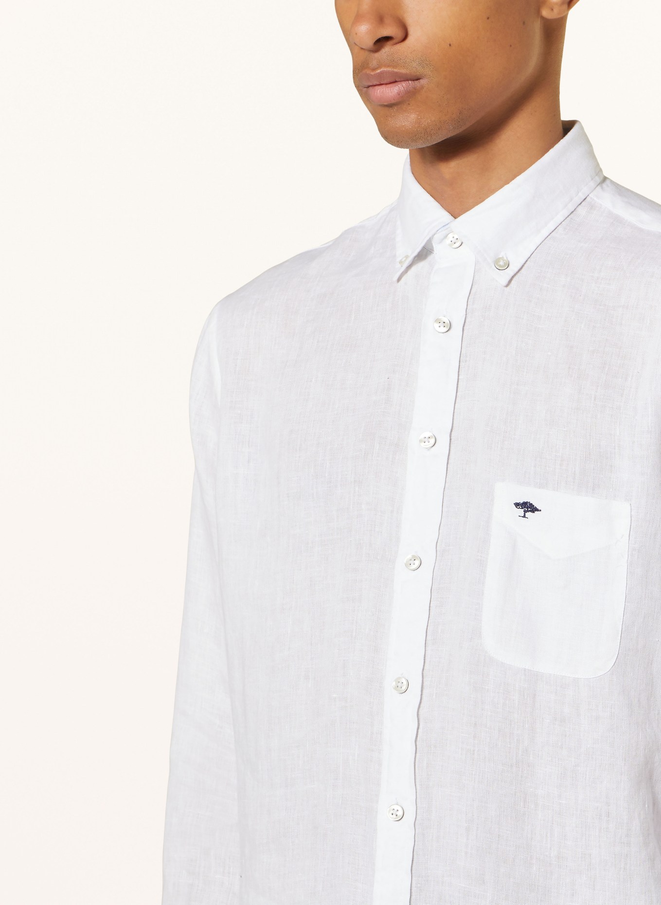 FYNCH-HATTON Linen shirt casual fit, Color: WHITE (Image 4)