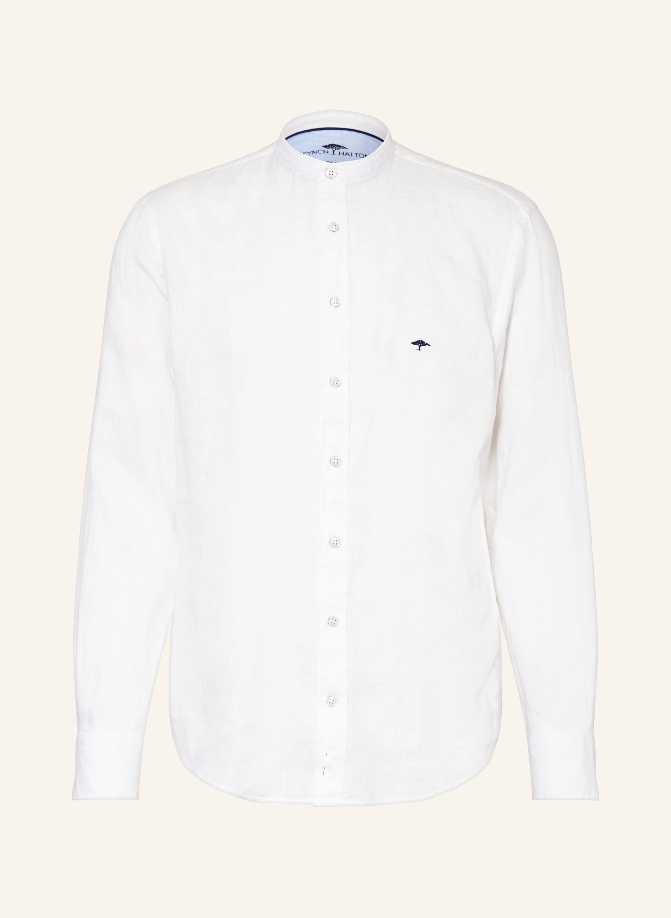 FYNCH-HATTON Linen shirt regular fit with stand-up collar, Color: WHITE (Image 1)