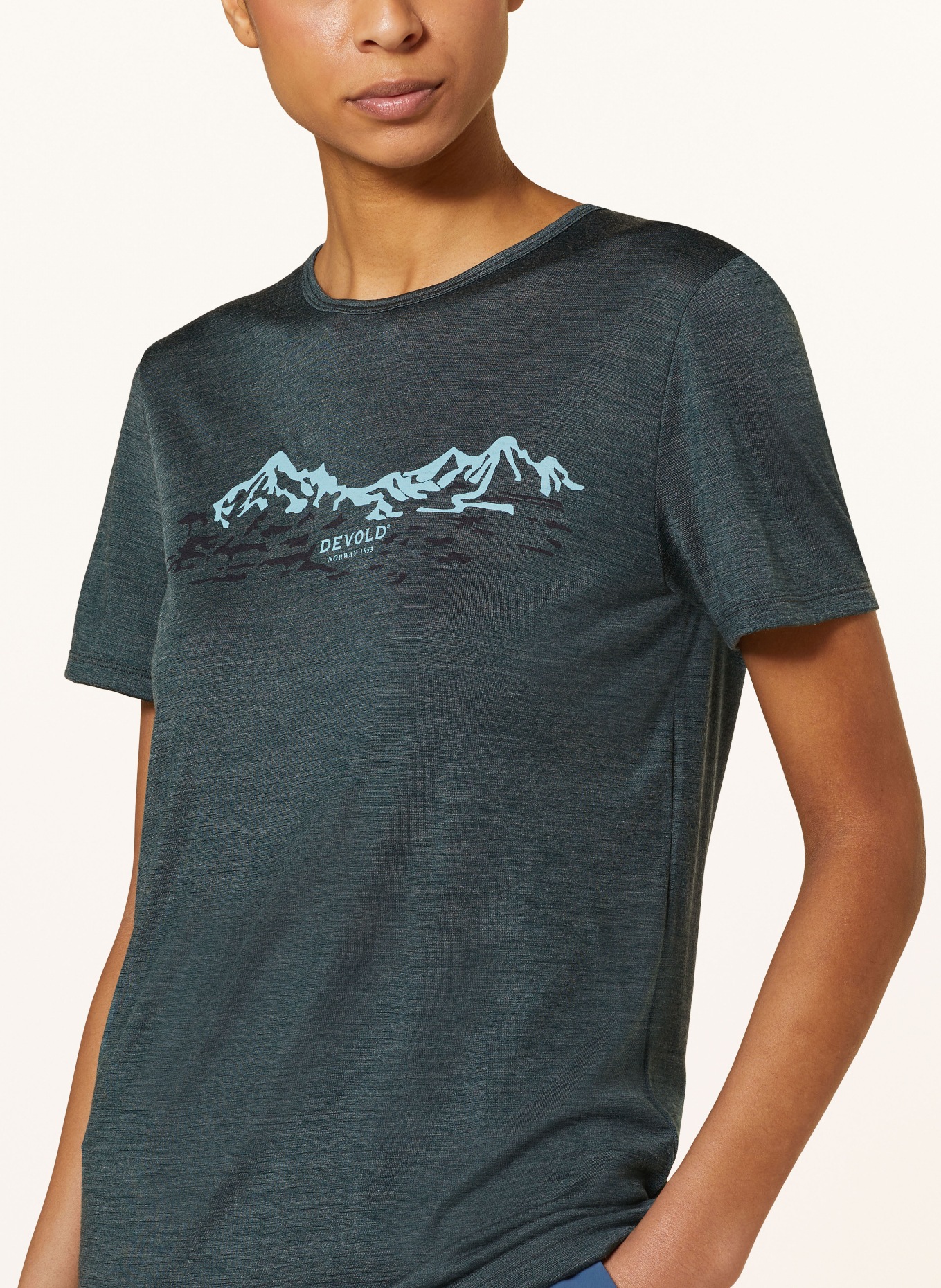 DEVOLD T-shirt UTLADALEN MERINO 130 z wełny merino, Kolor: PETROL (Obrazek 4)