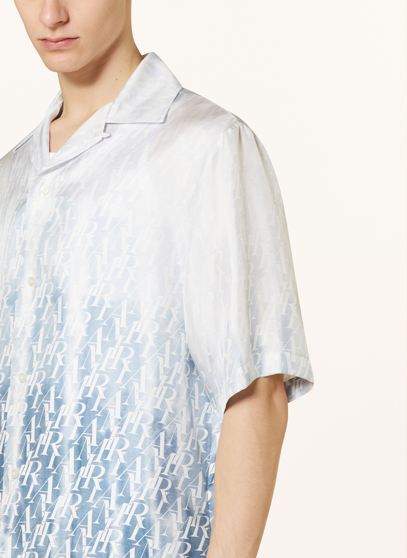 AMIRI Koszula z klapami comfort fit z jedwabiu, Kolor: JASNONIEBIESKI/ SZARONIEBIESKI (Obrazek 4)