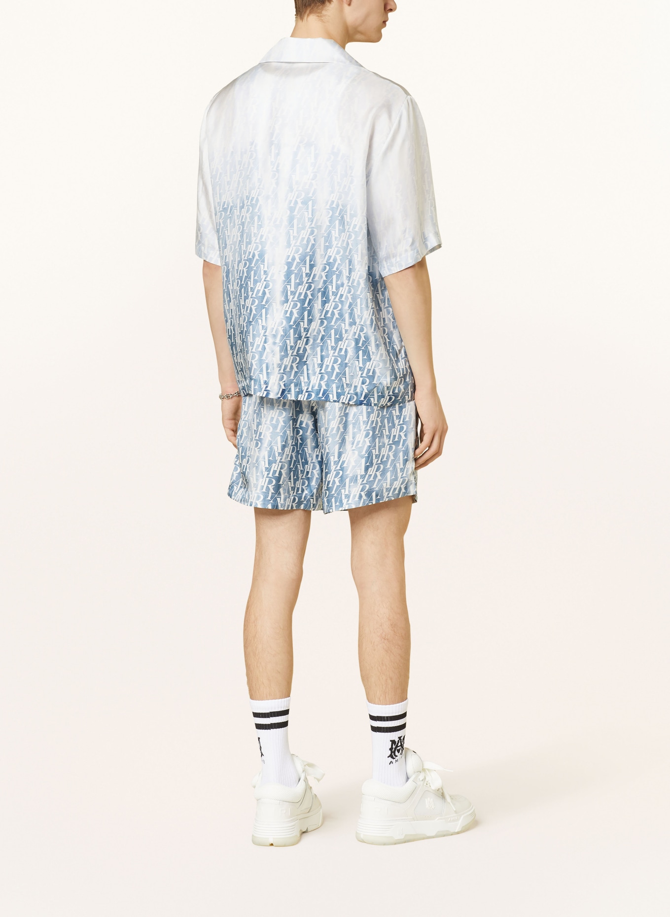 AMIRI Silk shorts, Color: BLUE GRAY/ WHITE (Image 3)