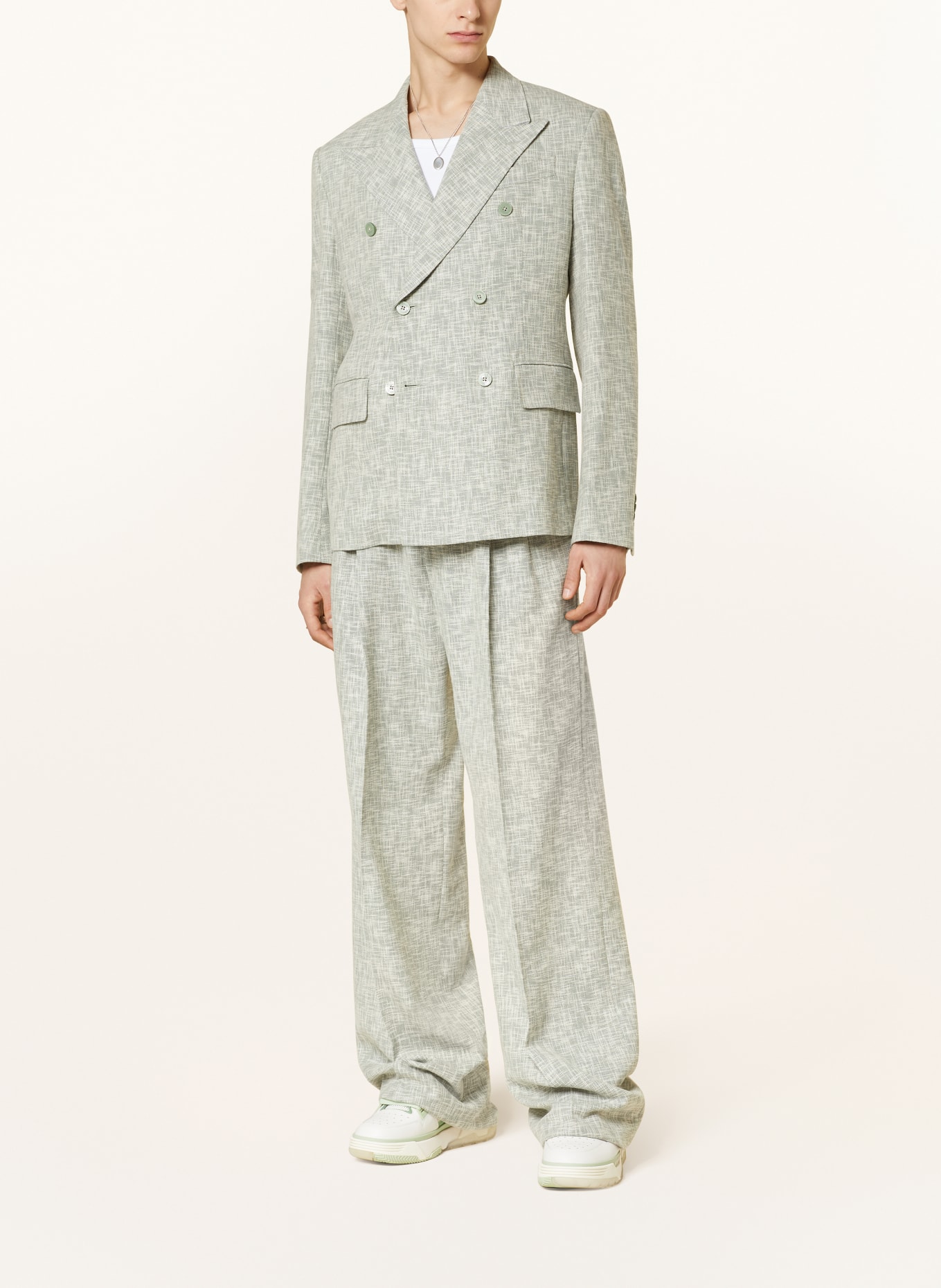 AMIRI Suit jacket extra slim fit made of tweed, Color: LIGHT GREEN/ ECRU (Image 2)