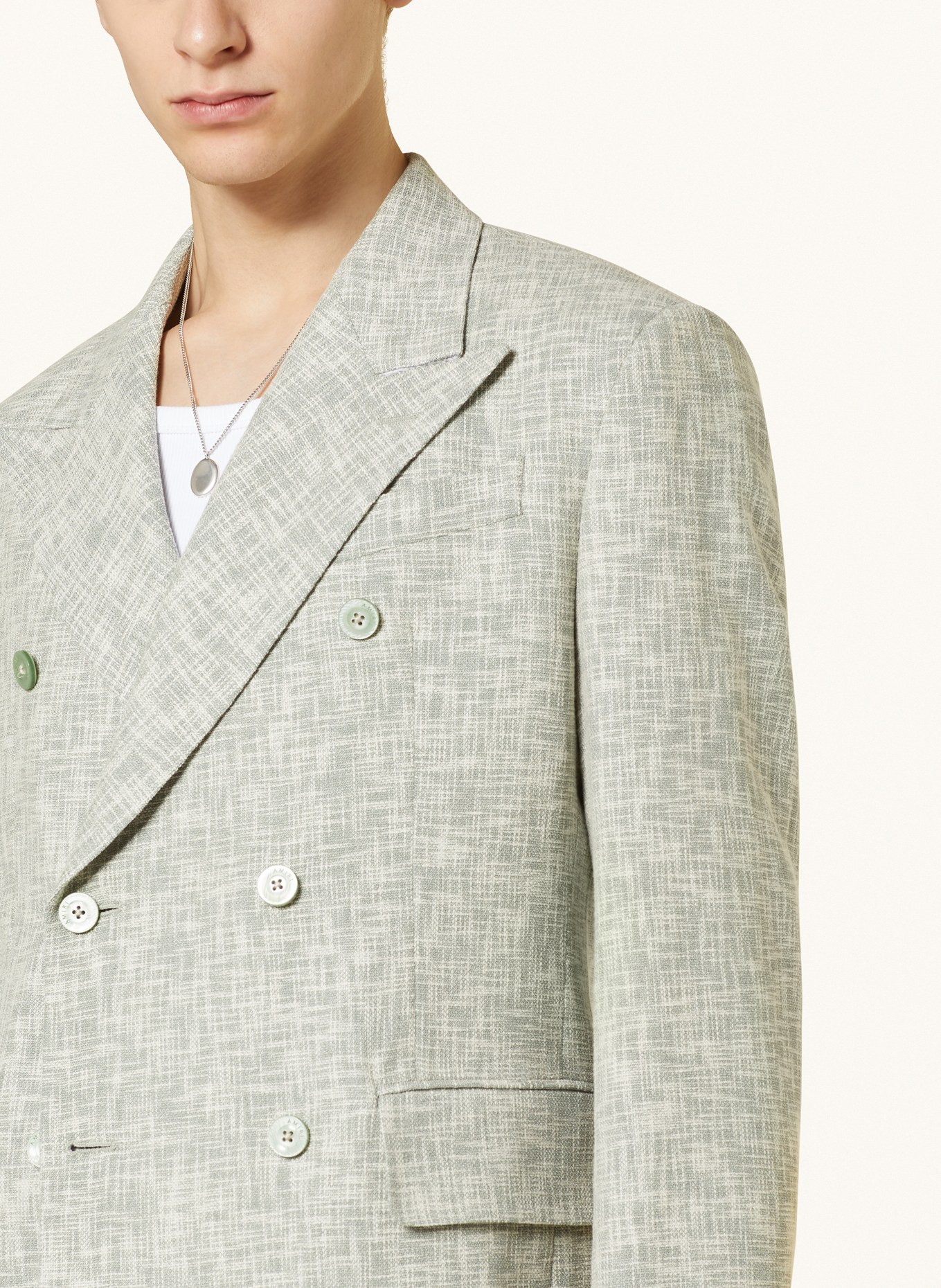 AMIRI Suit jacket extra slim fit made of tweed, Color: LIGHT GREEN/ ECRU (Image 5)