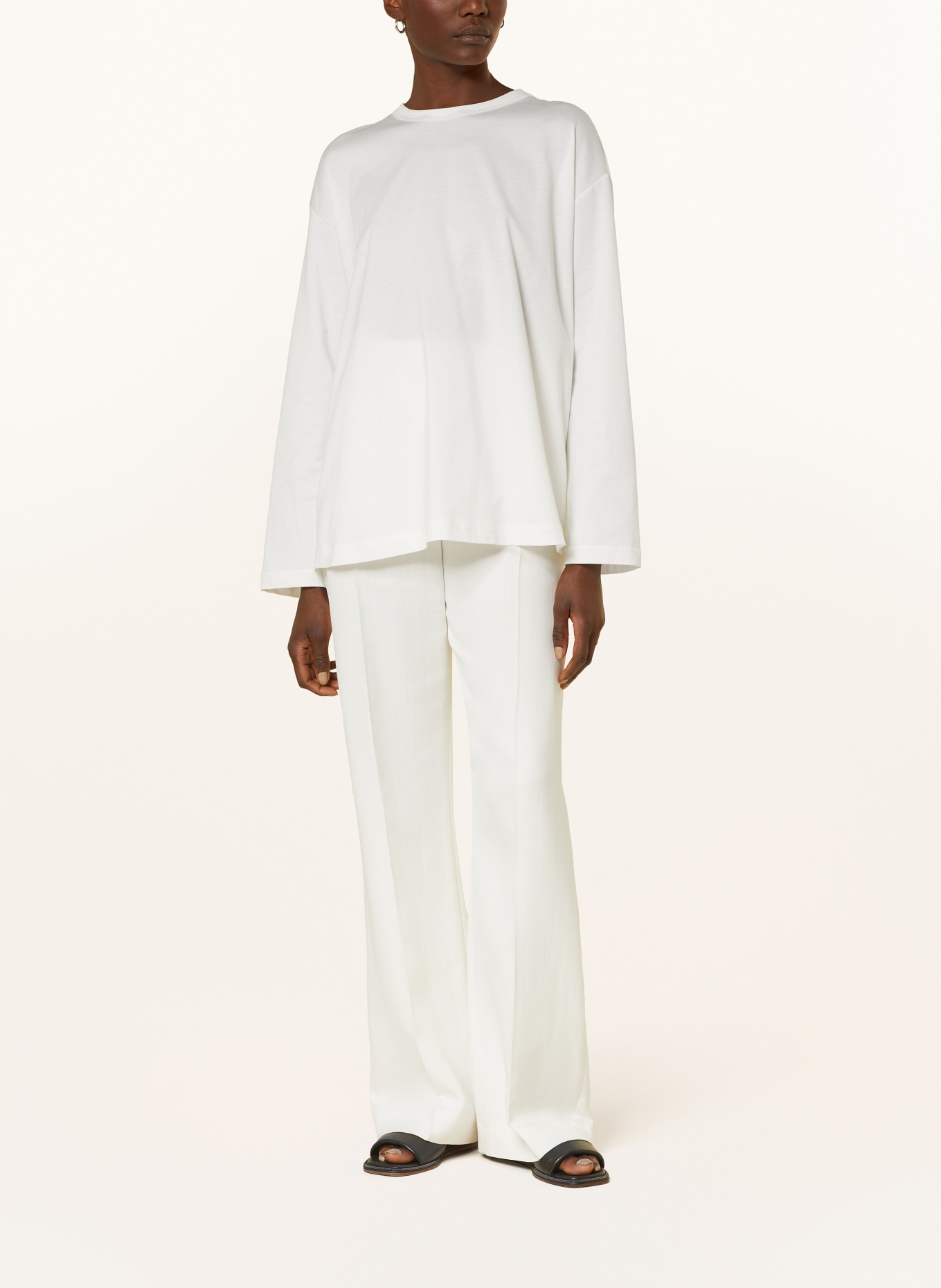 FABIANA FILIPPI Long sleeve shirt in mixed materials, Color: WHITE (Image 2)