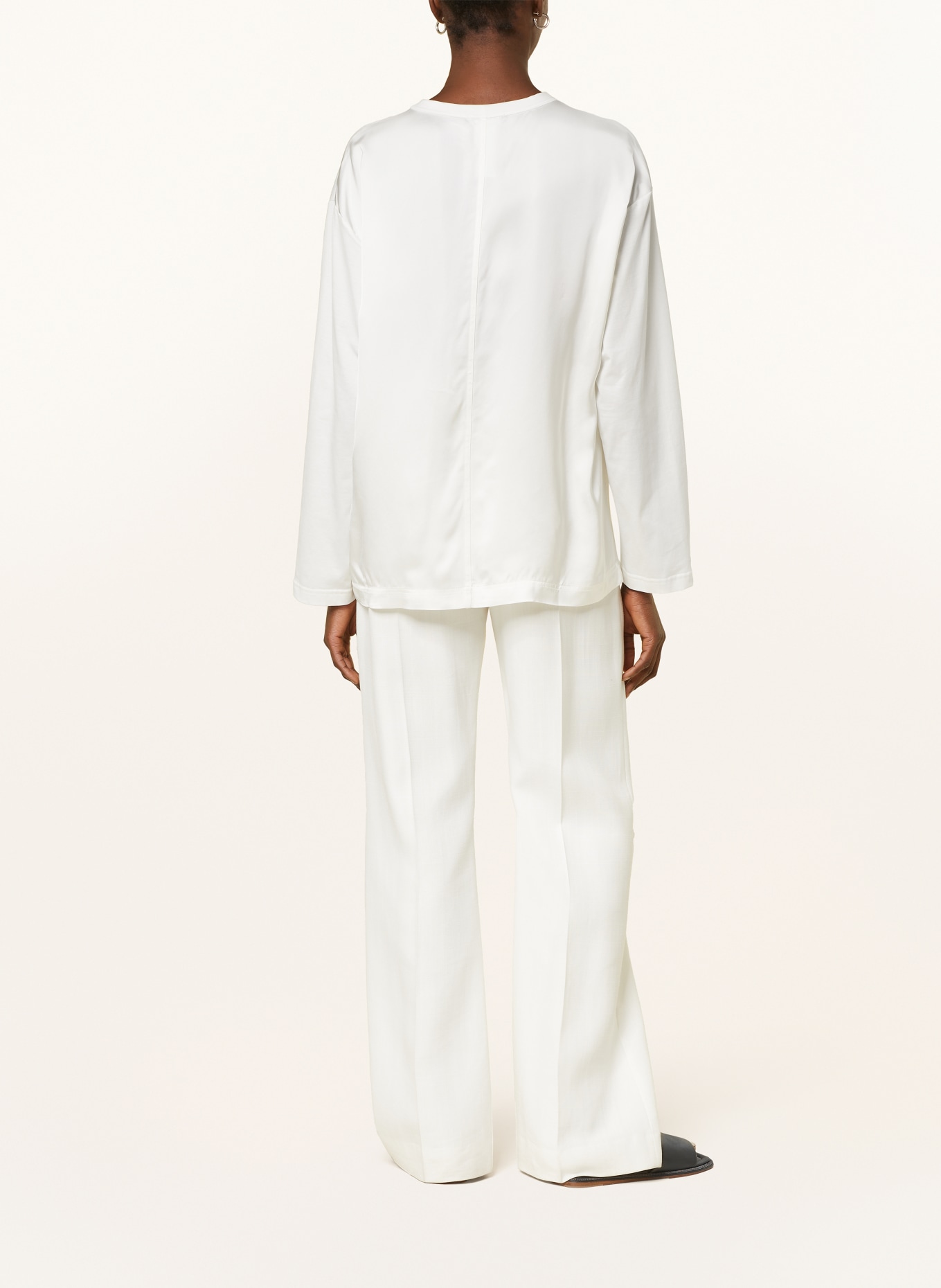 FABIANA FILIPPI Long sleeve shirt in mixed materials, Color: WHITE (Image 3)