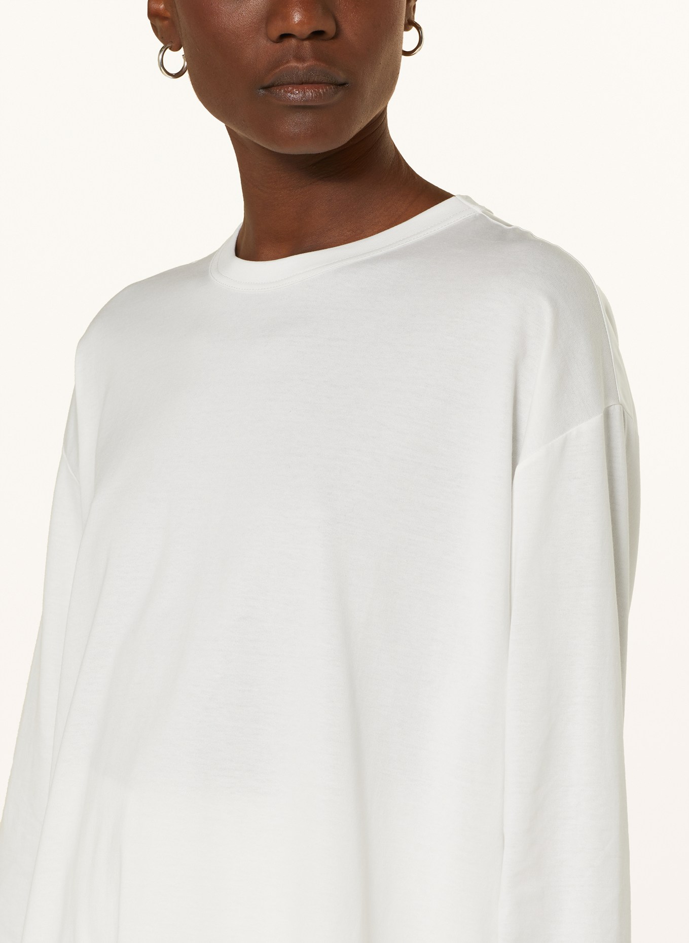 FABIANA FILIPPI Long sleeve shirt in mixed materials, Color: WHITE (Image 4)