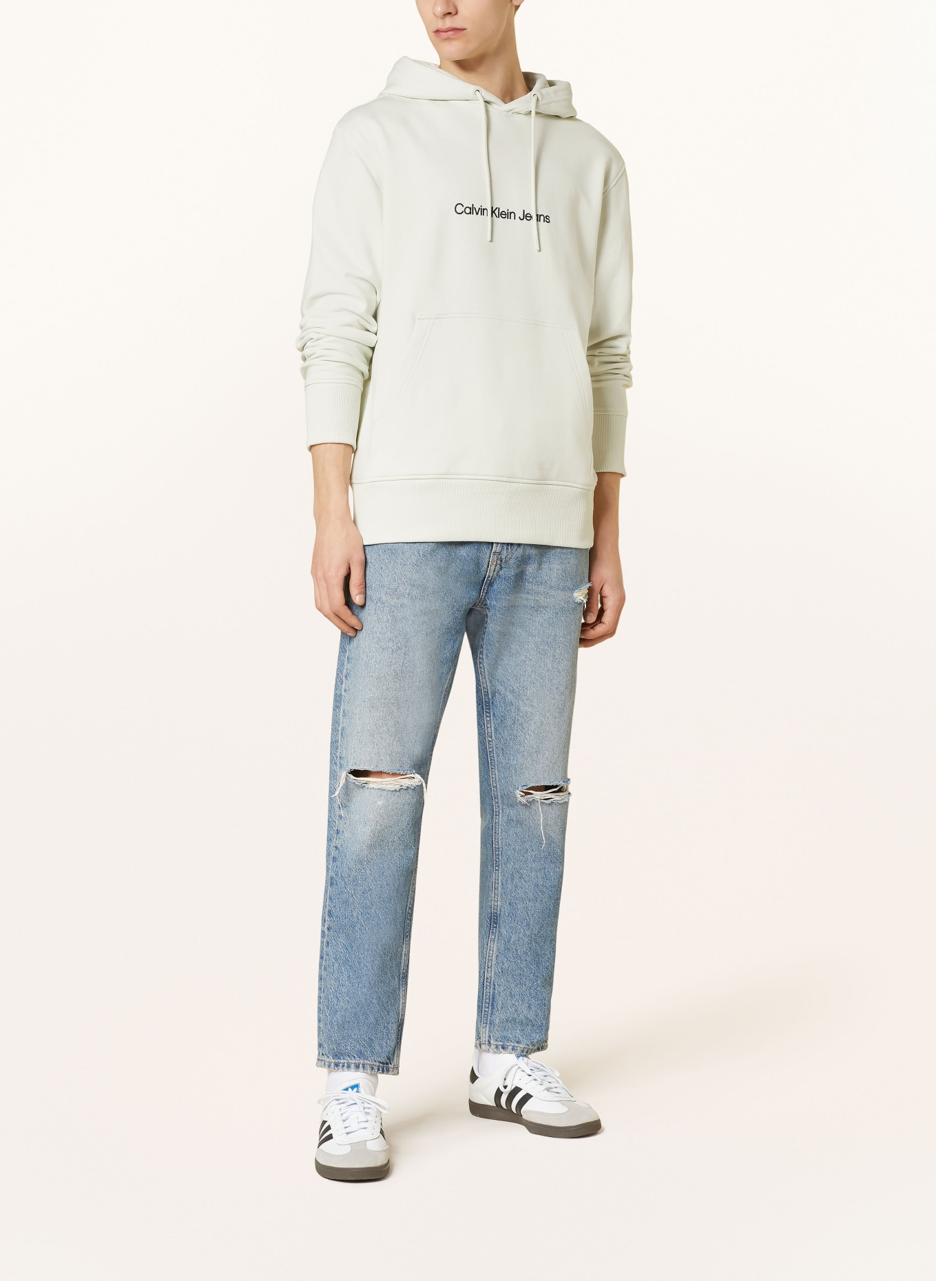 Calvin Klein Jeans Mikina s kapucí SQUARE FREQUENCY, Barva: BÍLÁ (Obrázek 3)