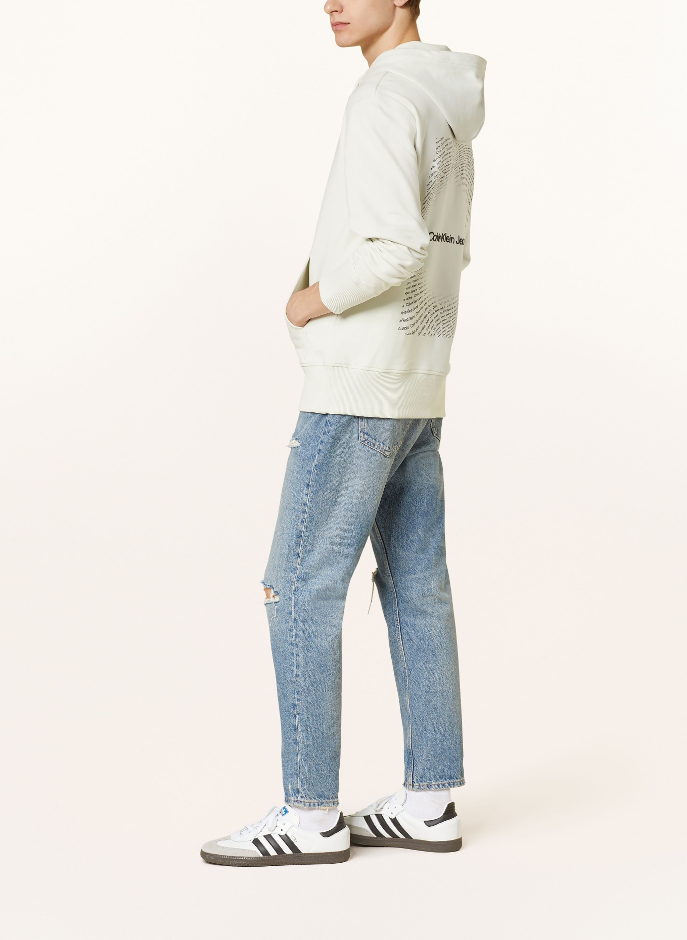Calvin Klein Jeans Mikina s kapucí SQUARE FREQUENCY, Barva: BÍLÁ (Obrázek 4)