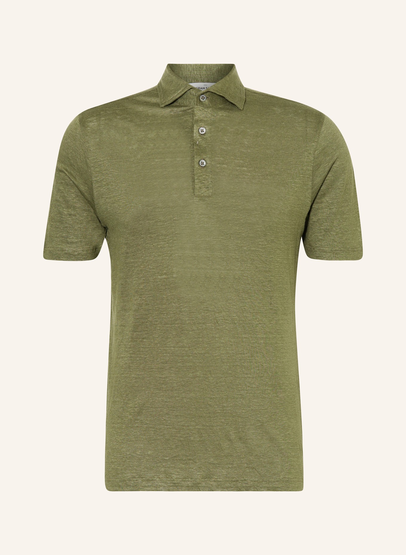 GRAN SASSO Jersey polo shirt made of linen, Color: OLIVE (Image 1)