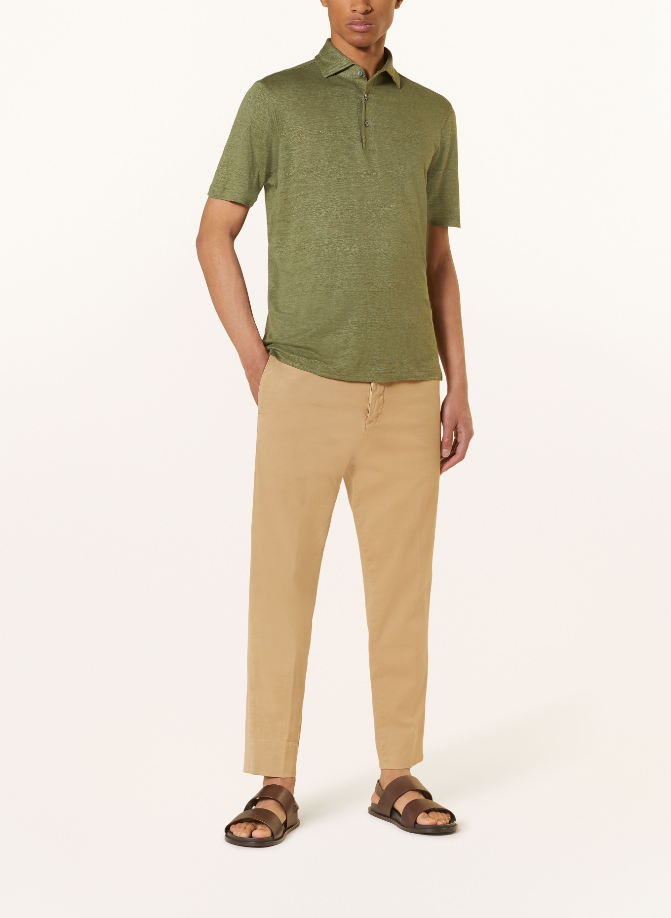 GRAN SASSO Jersey polo shirt made of linen, Color: OLIVE (Image 2)