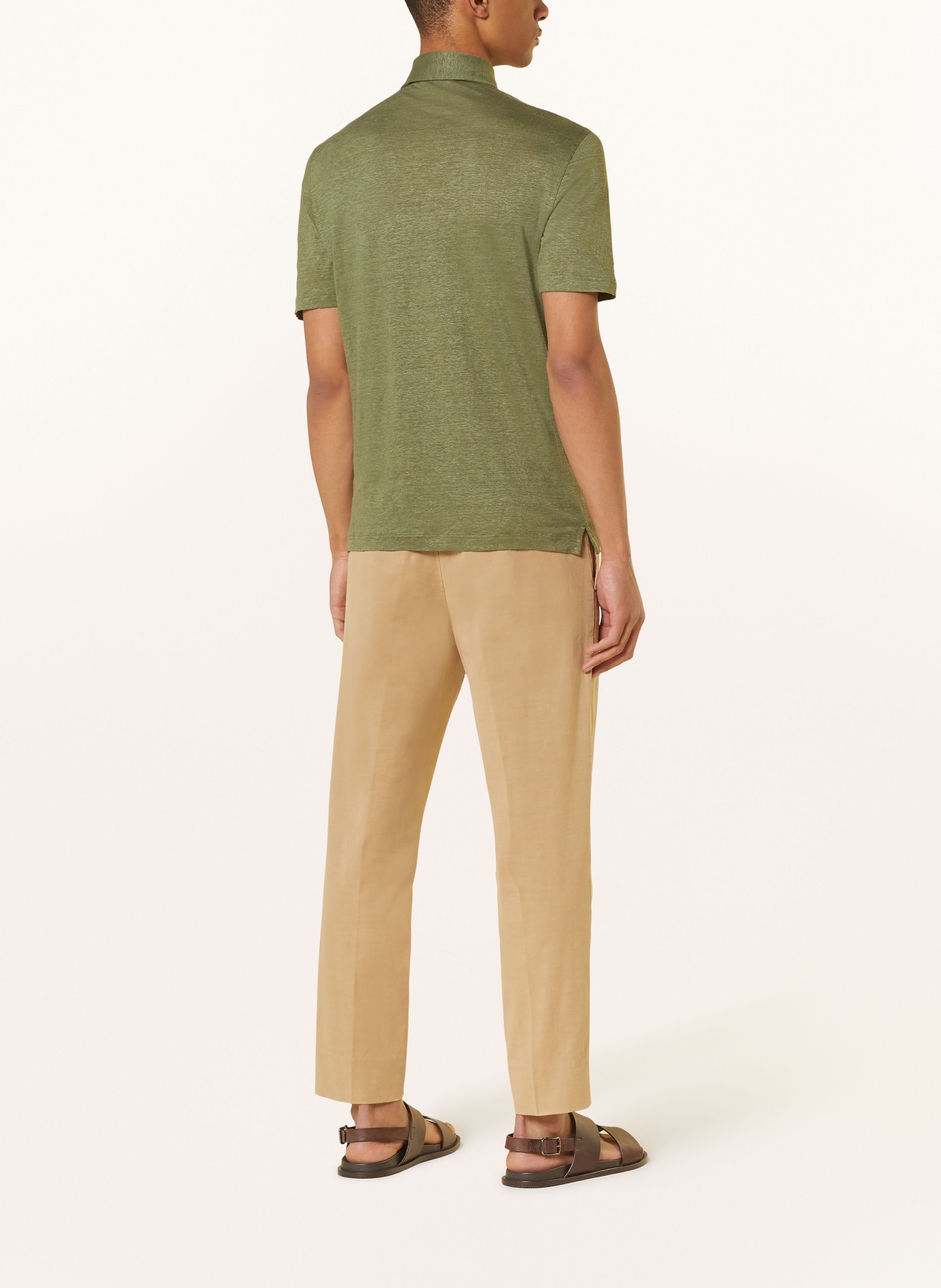 GRAN SASSO Jersey polo shirt made of linen, Color: OLIVE (Image 3)