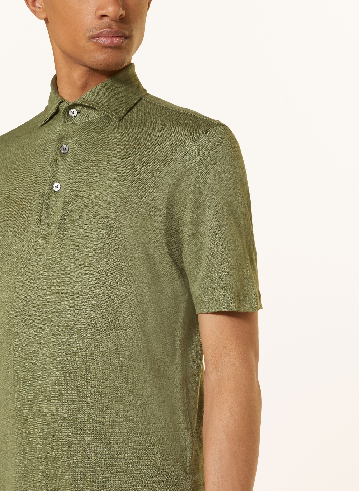 GRAN SASSO Jersey polo shirt made of linen, Color: OLIVE (Image 4)