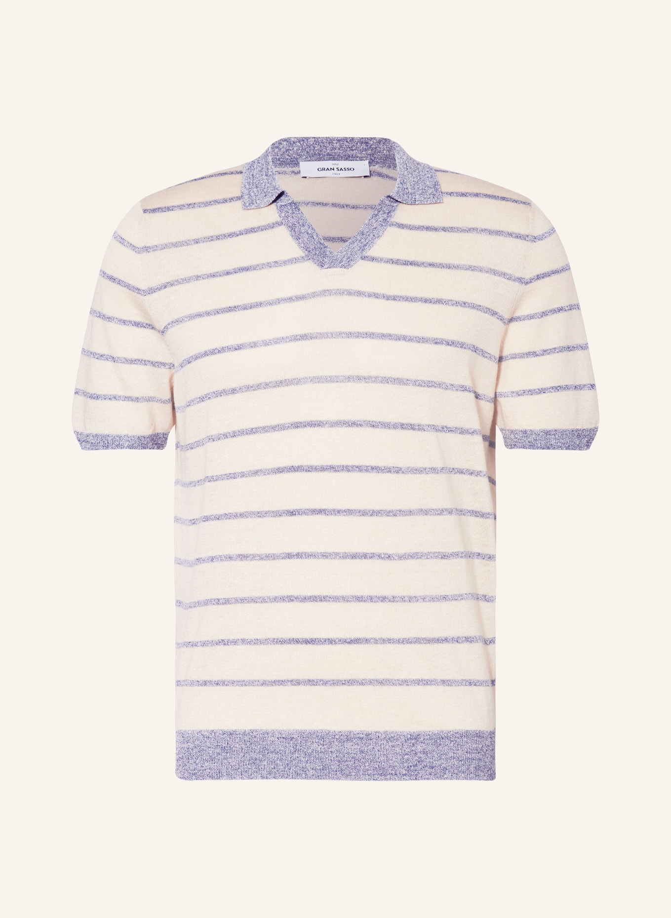 GRAN SASSO Jersey polo shirt with linen, Color: ECRU/ GRAY (Image 1)