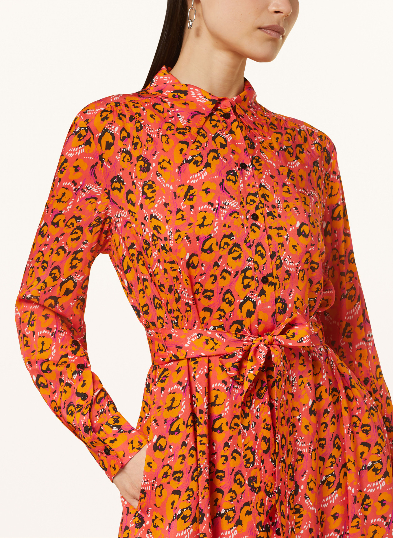 Lala Berlin Hemdblusenkleid DERRY, Farbe: PINK/ ORANGE/ SCHWARZ (Bild 4)