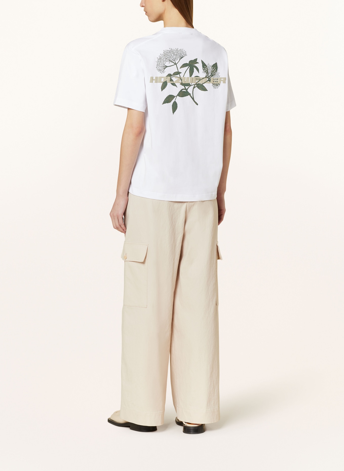 HOLZWEILER T-shirt KJERAG, Color: WHITE/ DARK GREEN/ LIGHT BROWN (Image 2)