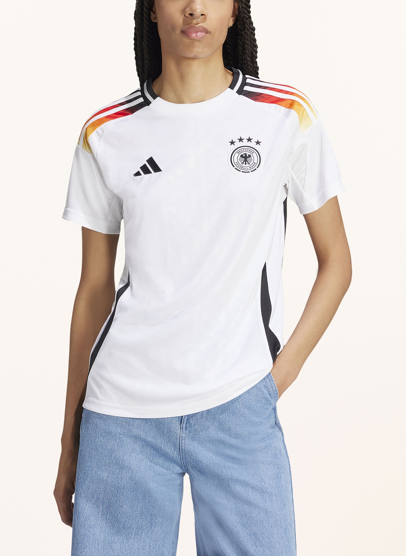 adidas Home kit jersey GERMANY 24 for women, Color: WHITE/ BLACK/ YELLOW (Image 2)