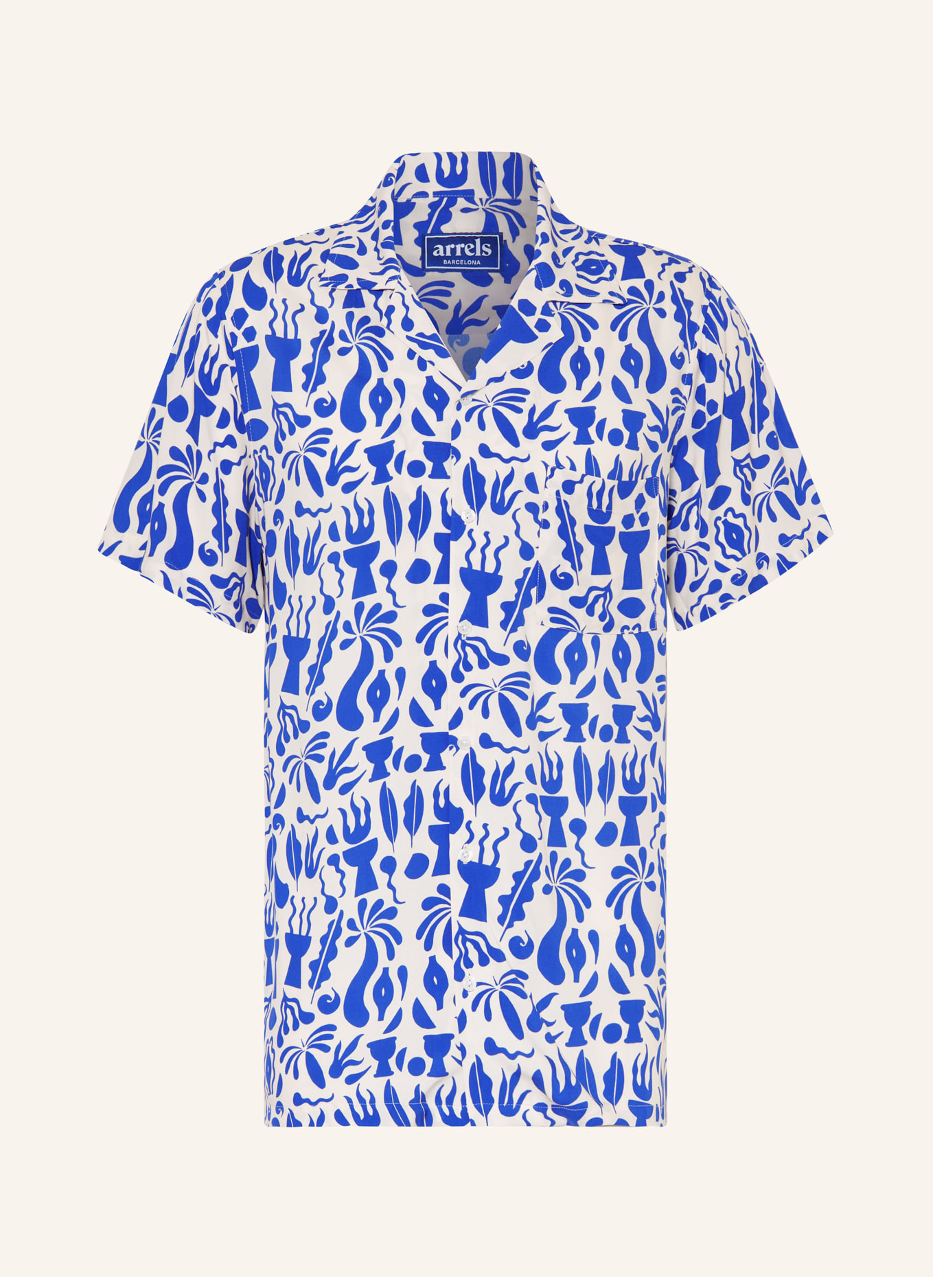 arrels BARCELONA Resort shirt BLUE TULUM × ALEJANDRA ANGLADA comfort fit, Color: BLUE/ WHITE (Image 1)