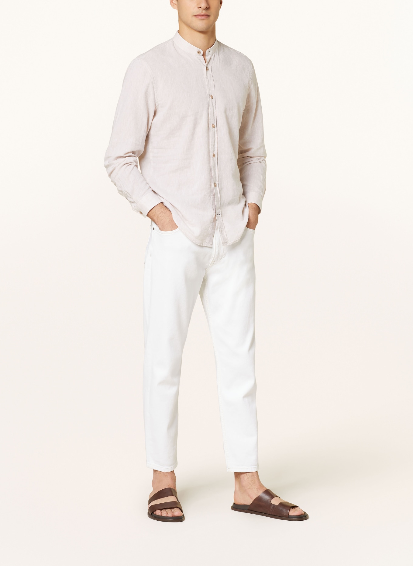 JOOP! JEANS Shirt HEDDE slim fit with stand-up collar and linen, Color: BEIGE (Image 2)