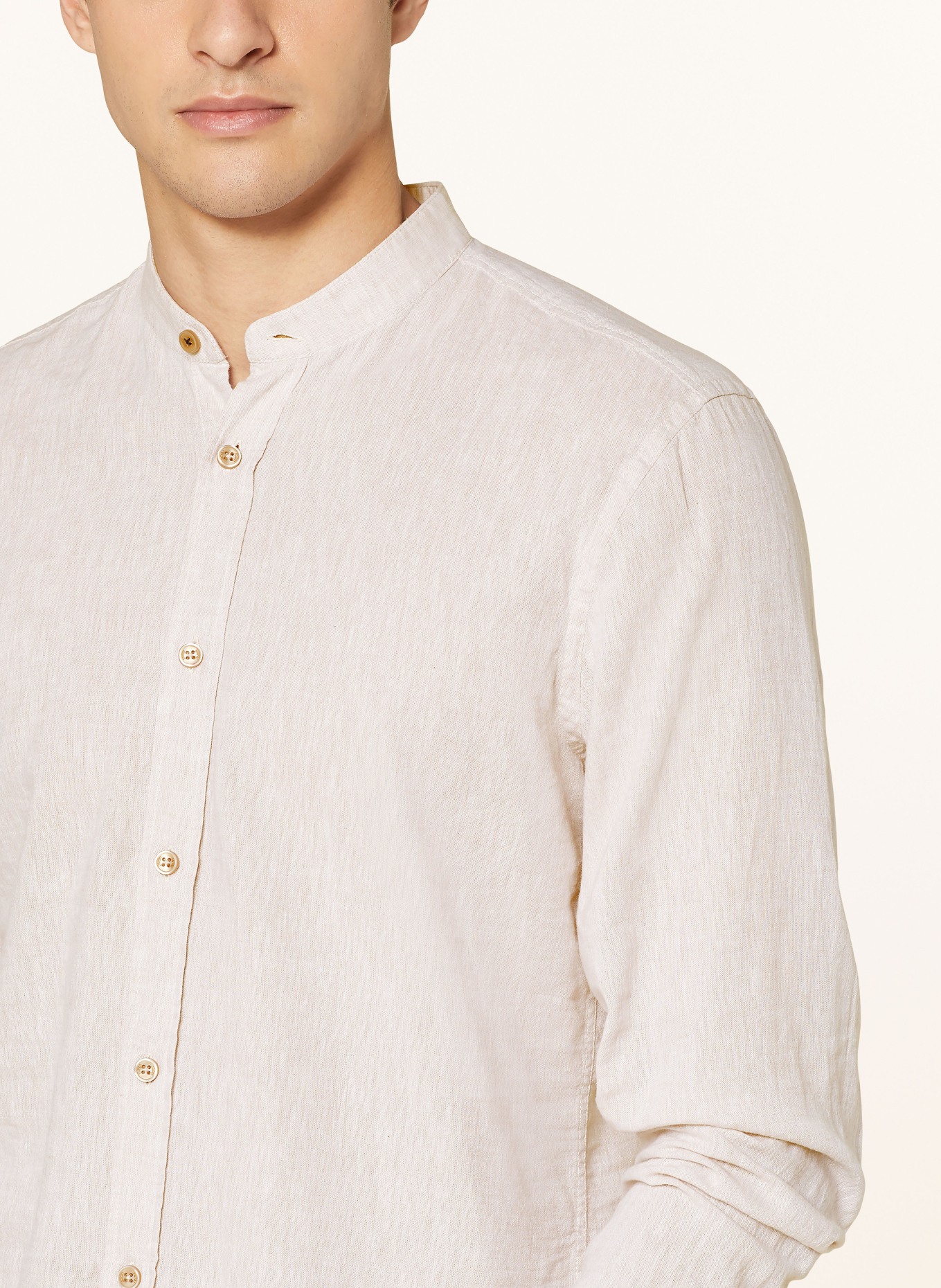 JOOP! JEANS Shirt HEDDE slim fit with stand-up collar and linen, Color: BEIGE (Image 4)
