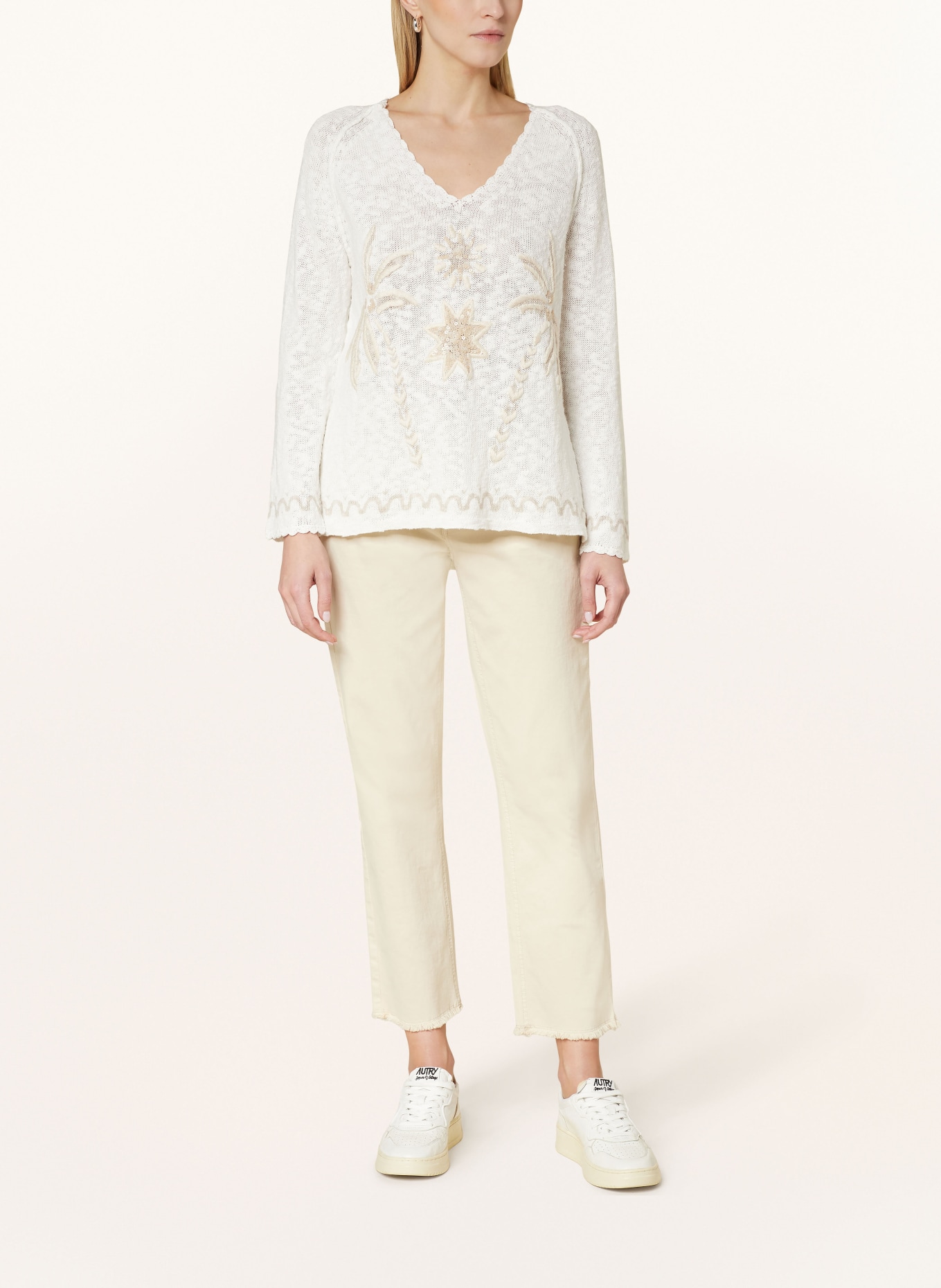 Grace Linen sweater with sequins, Color: WHITE (Image 3)