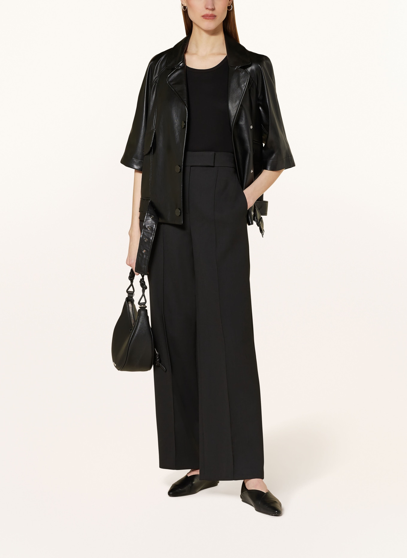 ARMANI EXCHANGE Leather look jacket with 3/4 sleeves, Color: BLACK (Image 2)