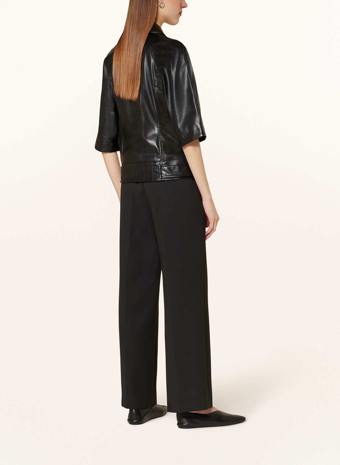 ARMANI EXCHANGE Leather look jacket with 3/4 sleeves, Color: BLACK (Image 3)