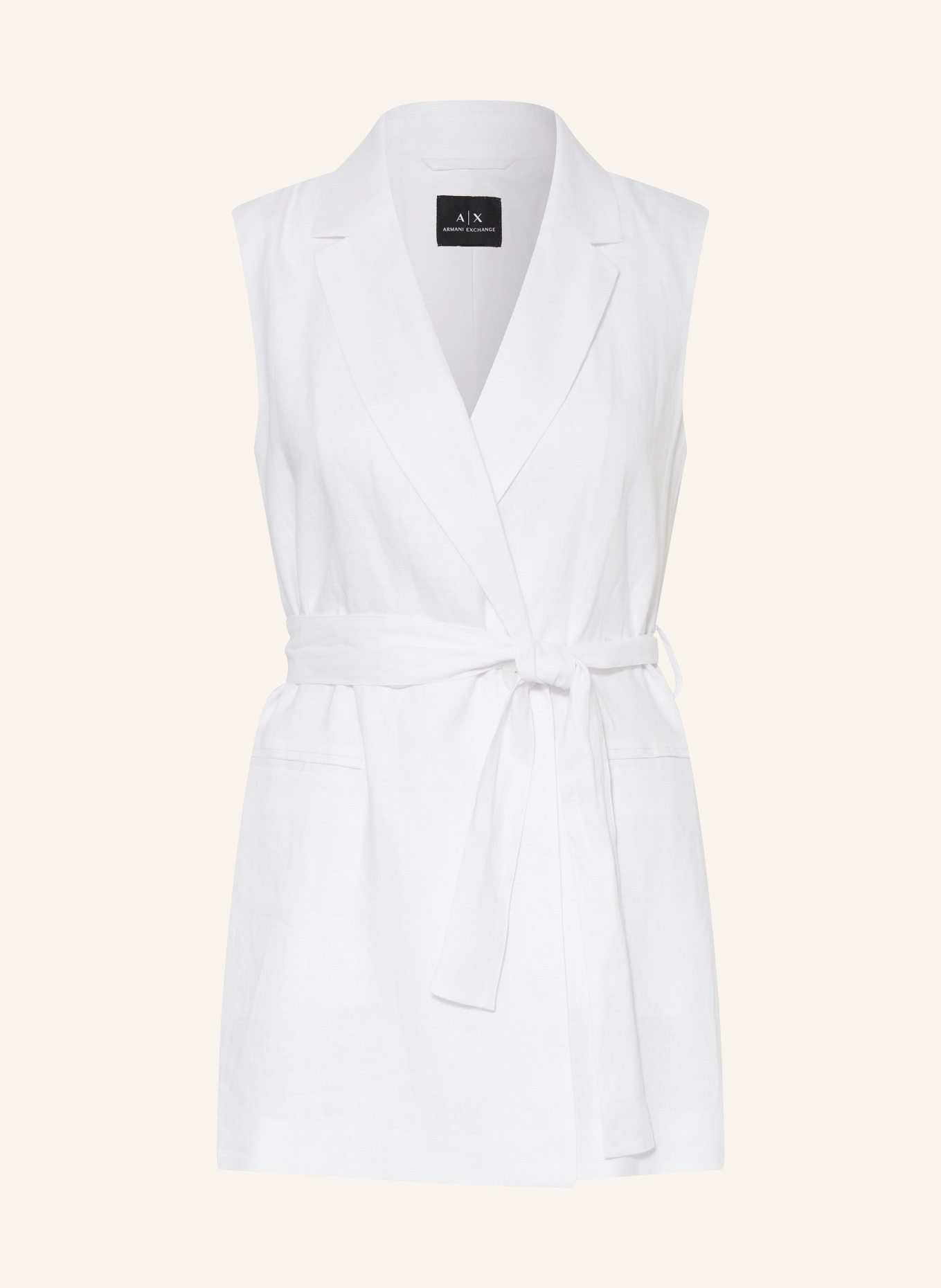 ARMANI EXCHANGE Blazer vest made of linen, Color: WHITE (Image 1)