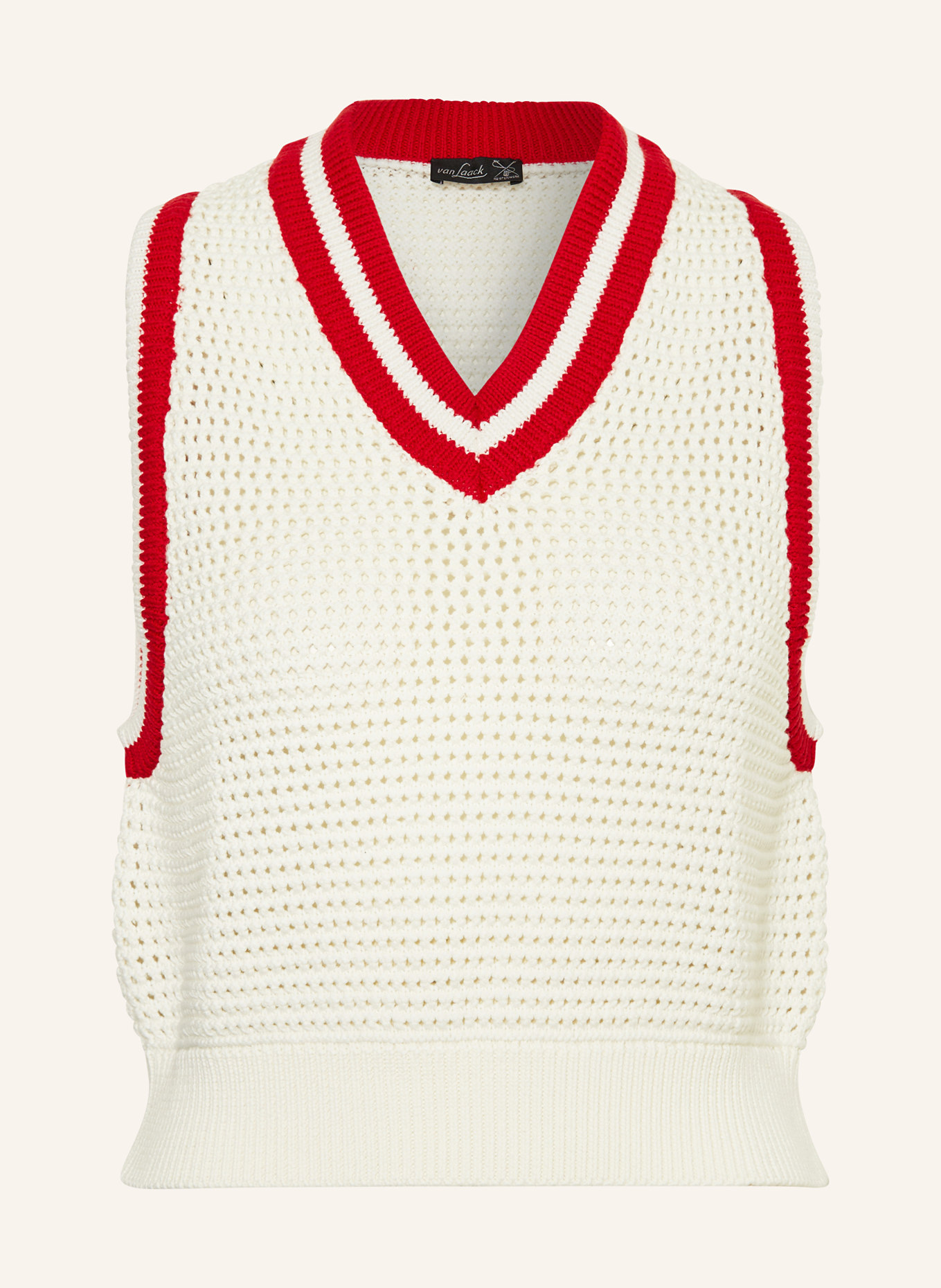 van Laack Sweater vest SLOMI, Color: WHITE/ RED (Image 1)