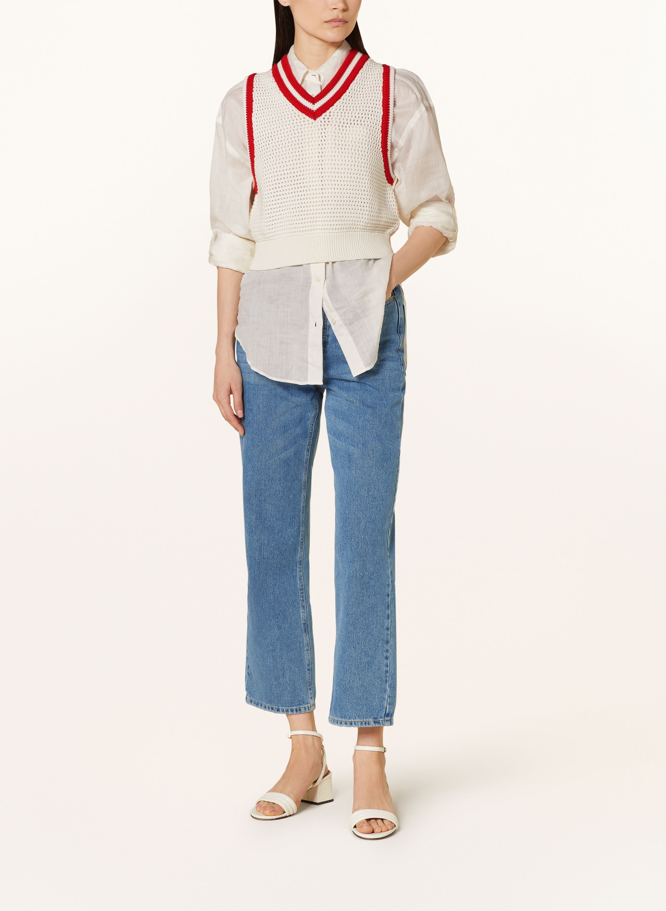 van Laack Sweater vest SLOMI, Color: WHITE/ RED (Image 2)